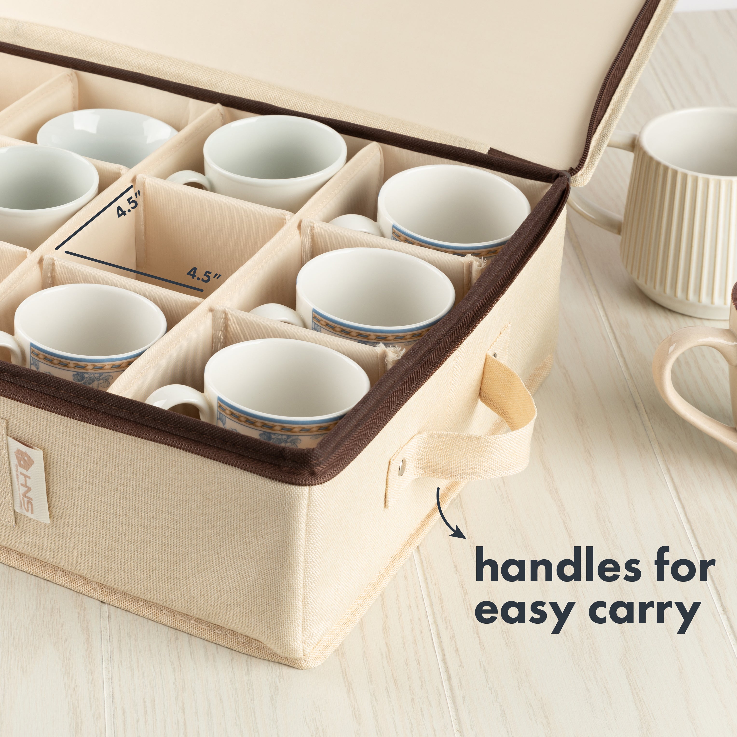 Hard Shell China Storage Containers 5-Piece Set Moving Boxes for Dinnerware, Glasses, Plates, Mugs and Saucers Sturdy Dish Organizer with Dividers for Seasonal Storage - Service for 12