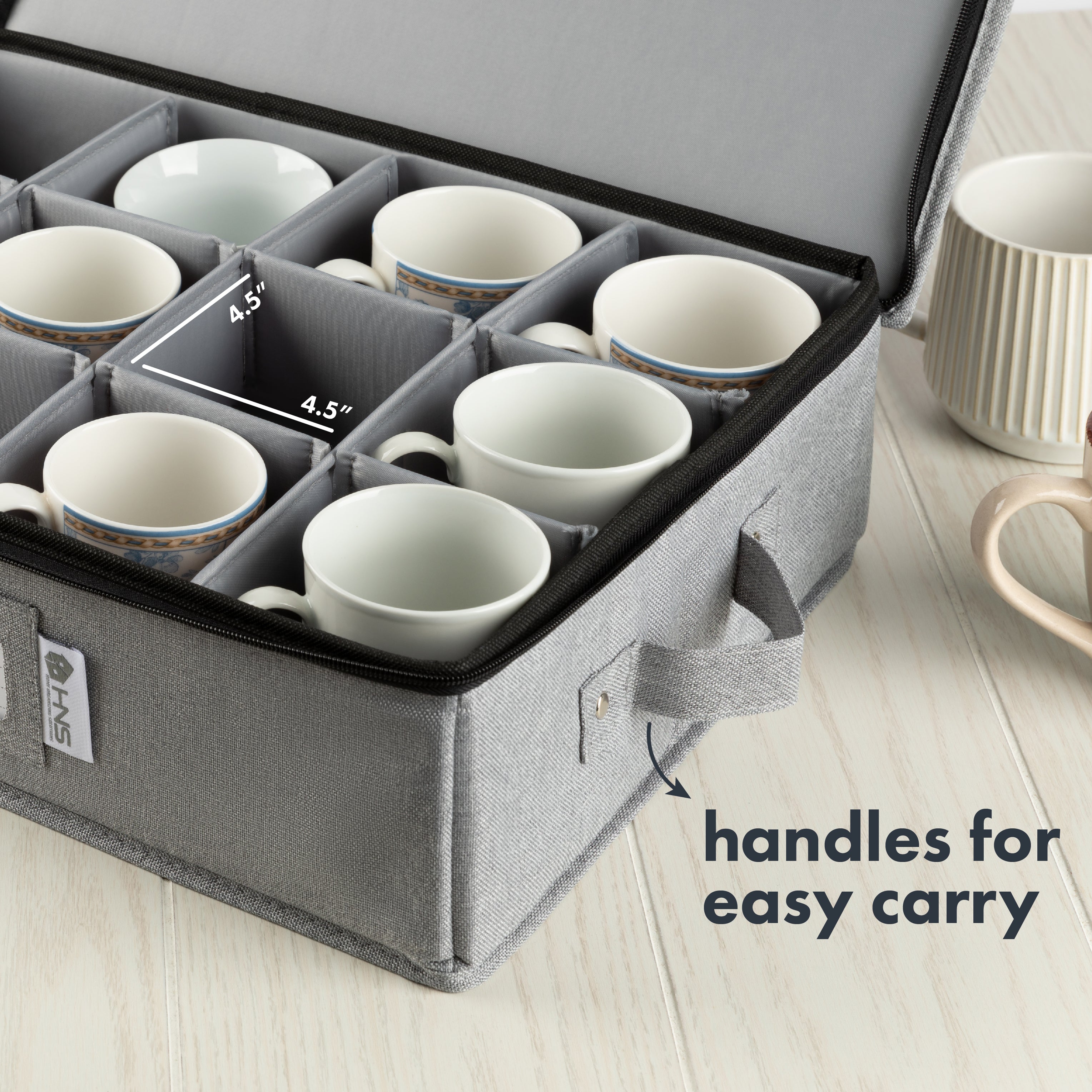 Hard Shell China Storage Containers 5-Piece Set Moving Boxes for Dinnerware, Glasses, Plates, Mugs and Saucers Sturdy Dish Organizer with Dividers for Seasonal Storage - Service for 12