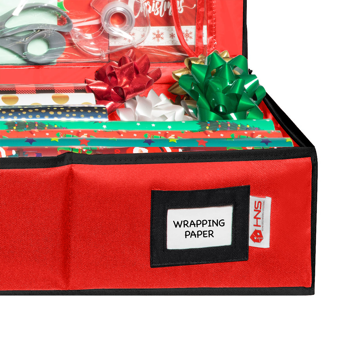 Premium Wrapping Paper Storage Container -Durable Material 600D tear-proof - Fits up to 27 Paper Rolls -Extra Pockets for Ribbons & Bows. Underbed Gift Wrap Organizer, Ideal for Holiday Christmas, etc