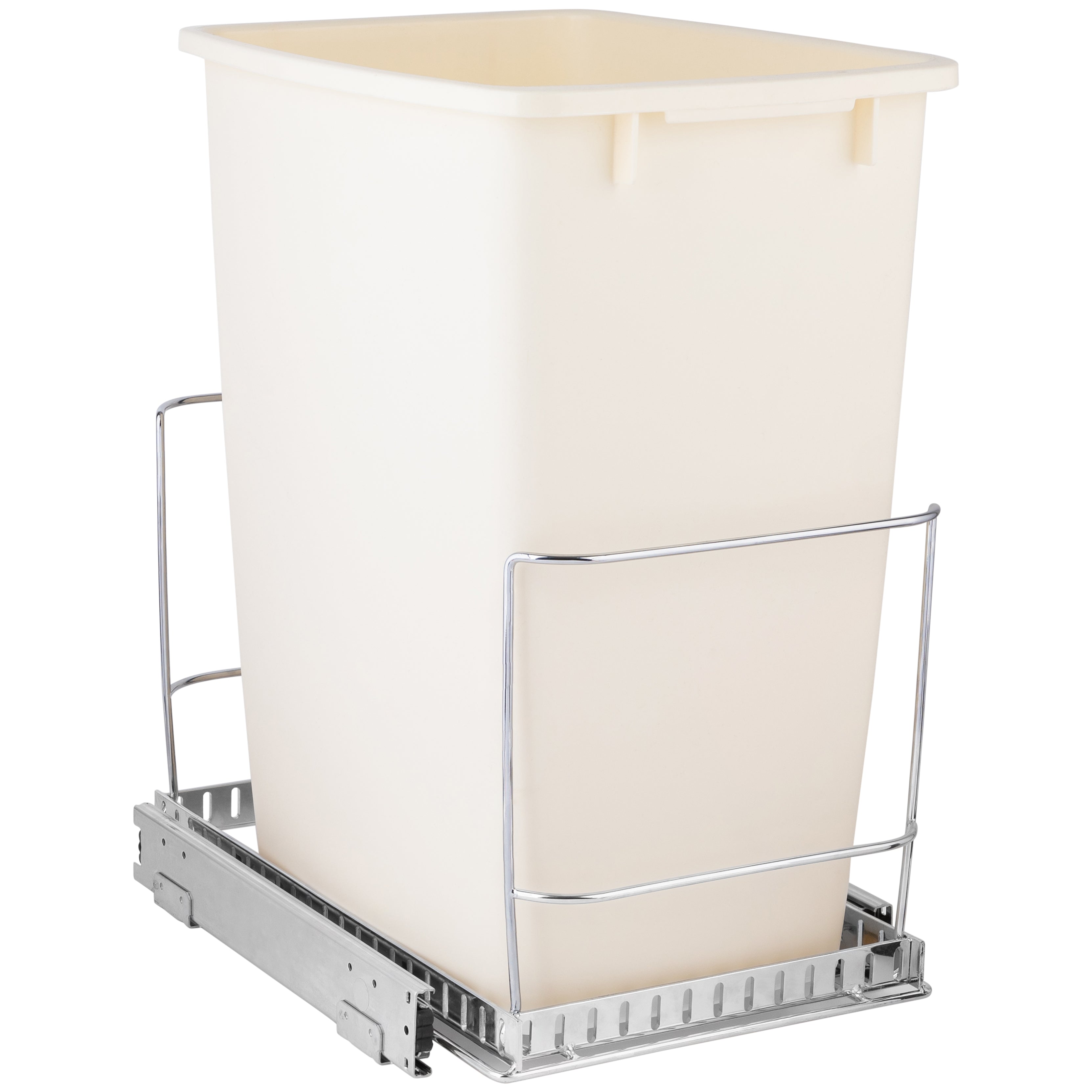 Segawe Pull Out Double Garbage Can – 35 Quart Under Cabinet Waste Container – Silver/Black