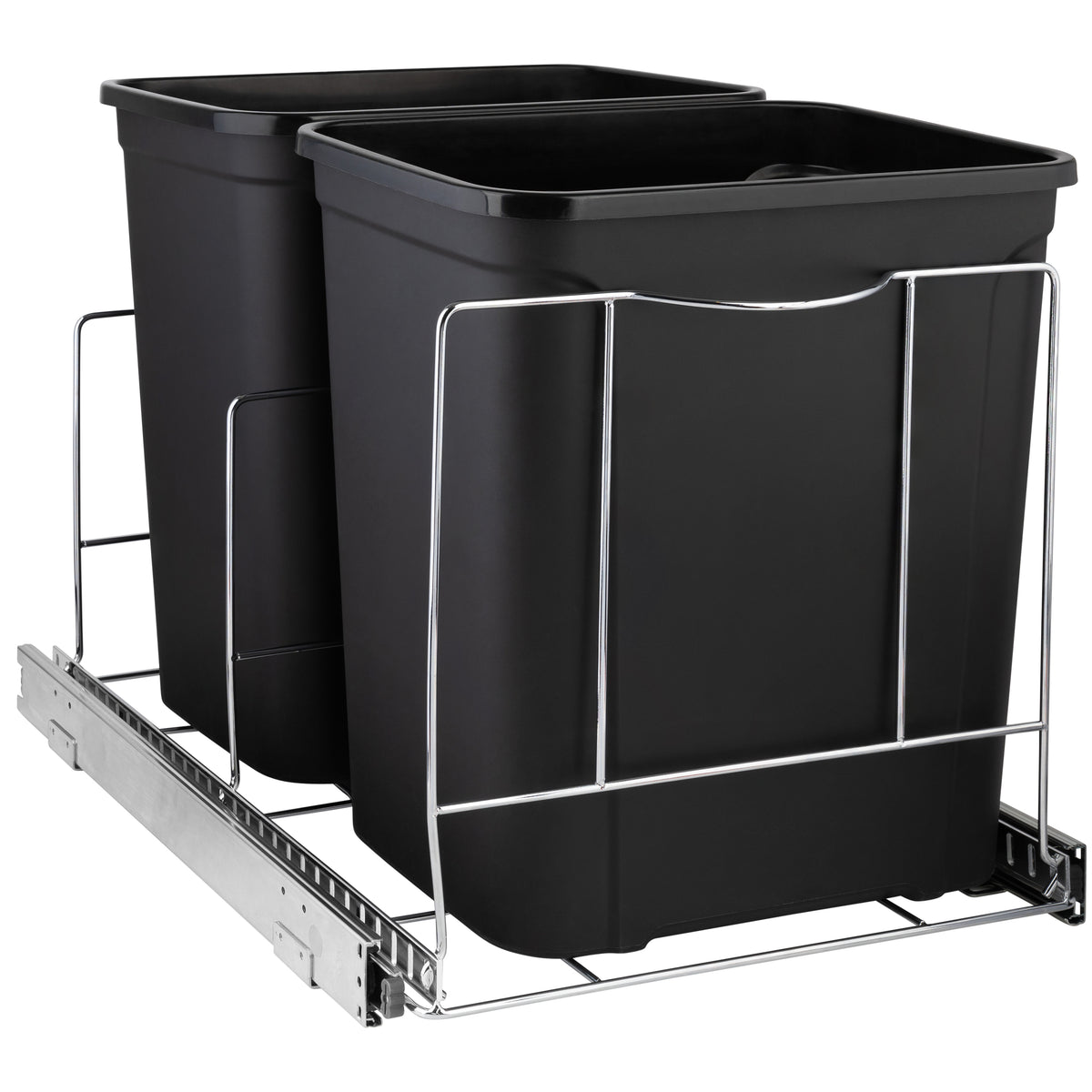 Pull Out Double Trash Can Under Cabinet - Heavy Duty Metal Sliding Sys ...