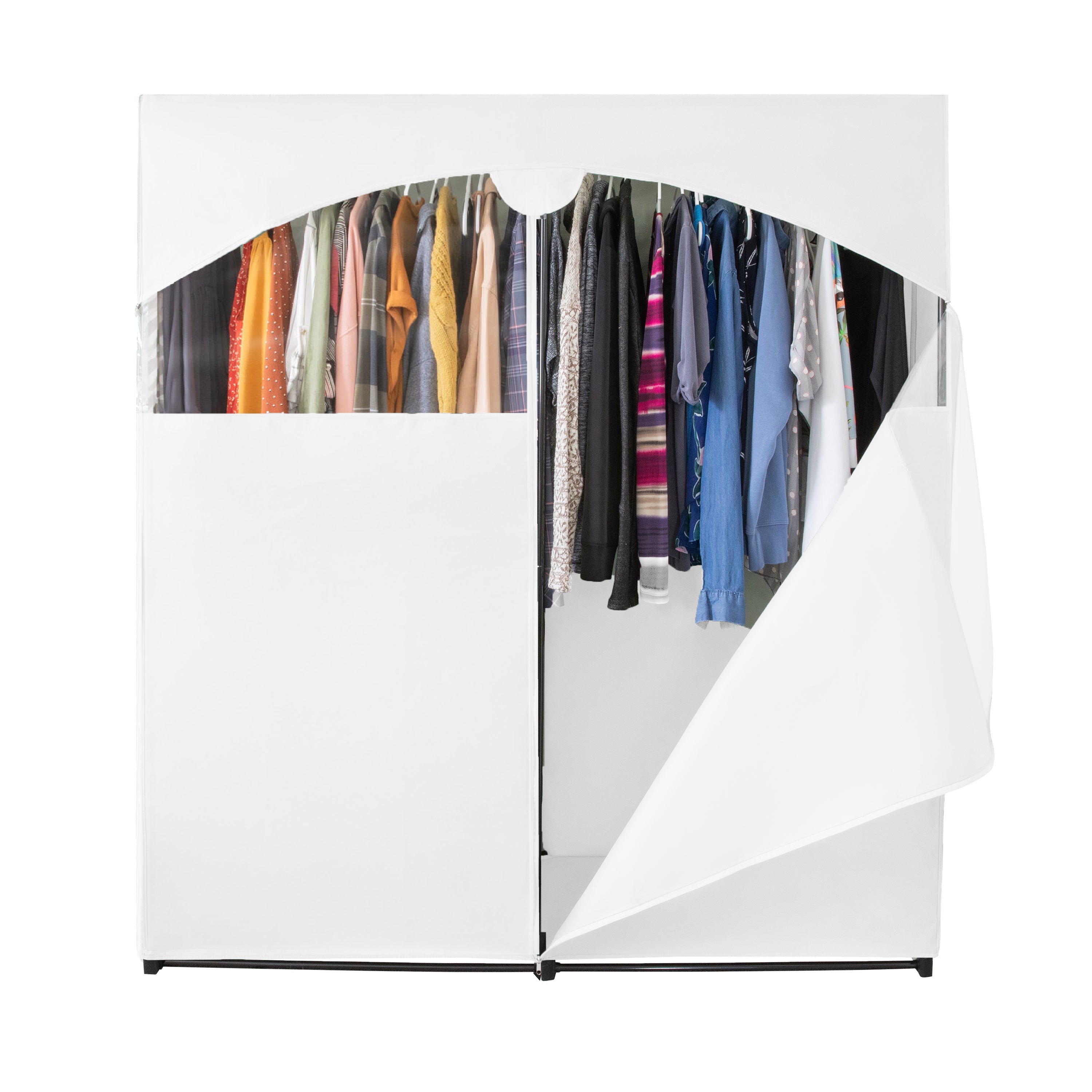 Portable Wardrobe Closet, Heavy Duty Hanging Rod with 50 Lb. Weight Capacity, Super Easy Assembly, No Tools Required