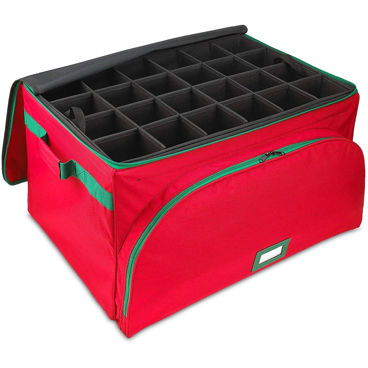 Christmas Ornament Storage Containers – Holds Up to 72- 4” ornaments Durable 600D Fabric - Adjustable Dividers - 3 Individual Trays – Metal Frame