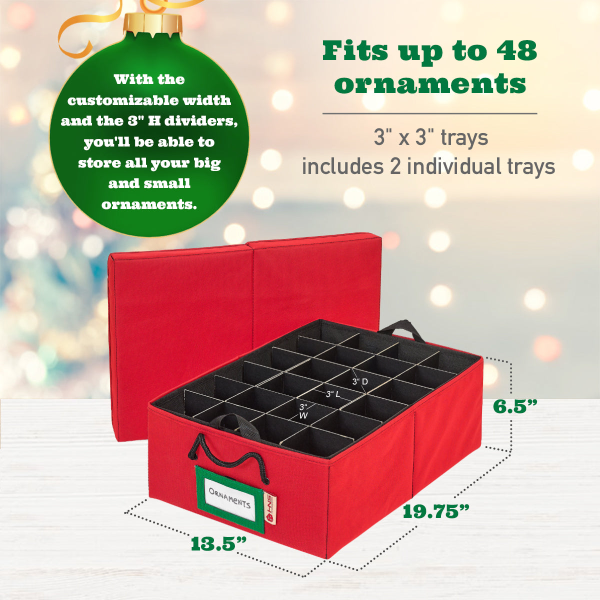 Christmas Ornament Storage Container Box – Heavy Duty, Premium Quality Non-Woven Storage Bins.