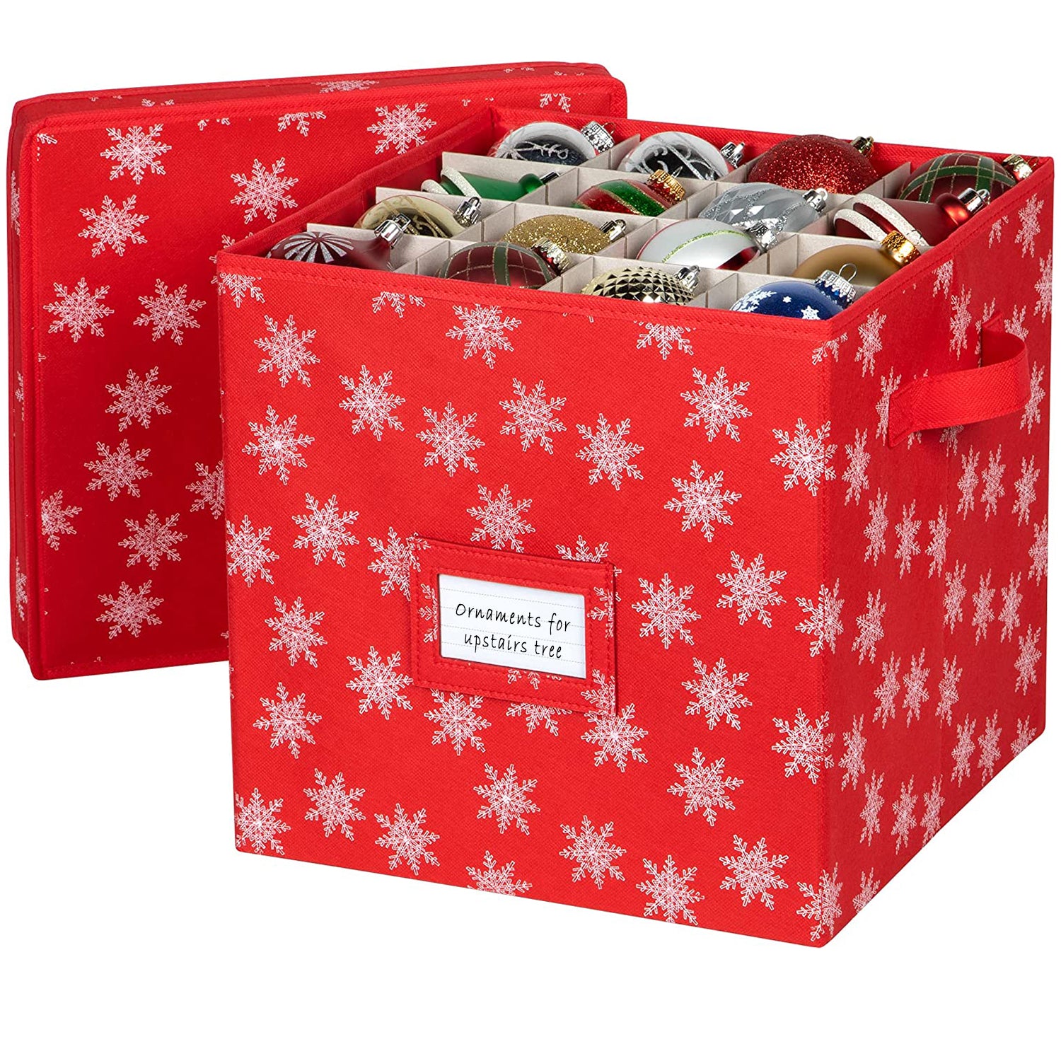 Christmas Ornament Storage Box with Lid - Christmas Decor Storage Containers that Store up to 64 Holiday Ornaments