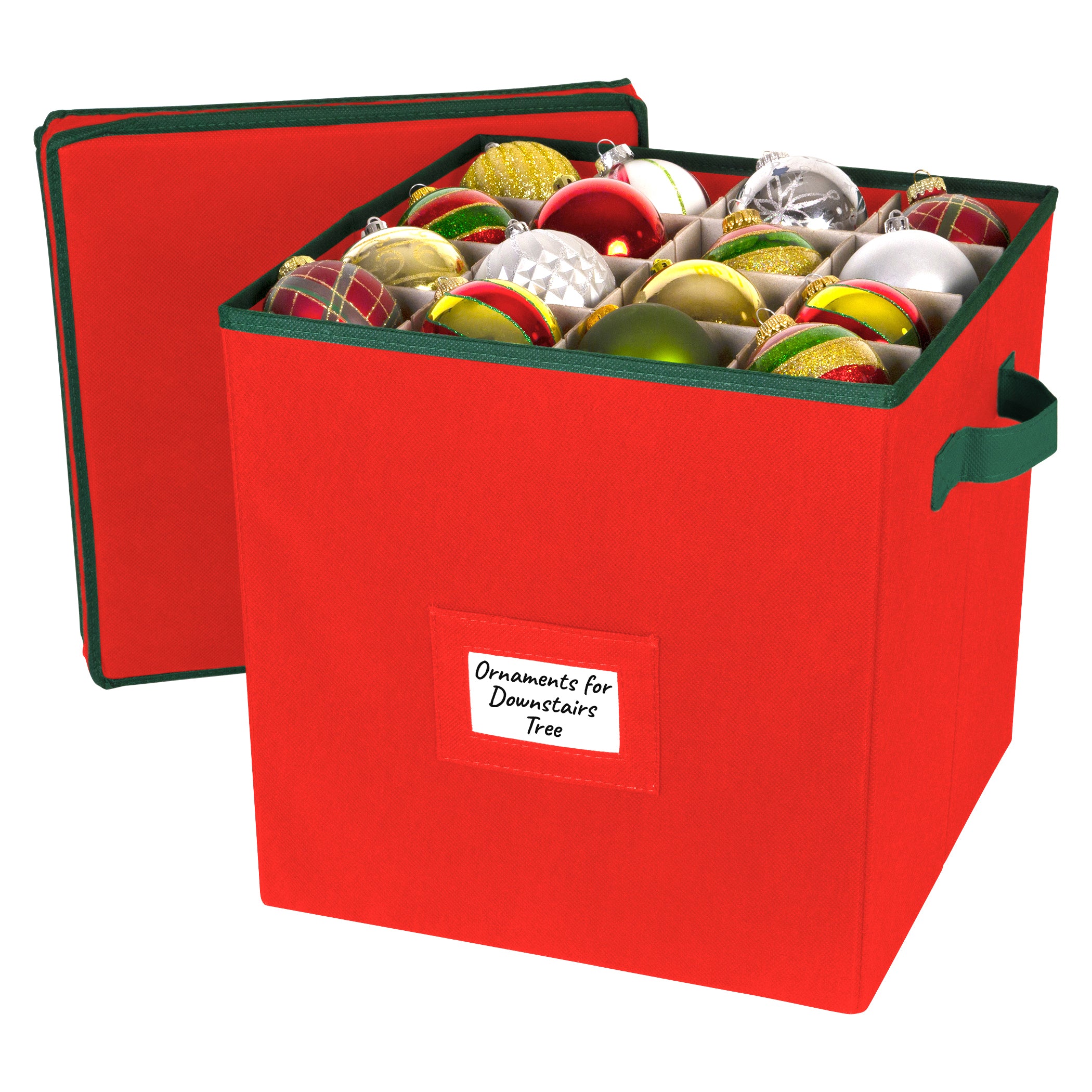 Christmas Ornament Storage Box with Lid - Christmas Decor Storage Containers that Store up to 64 Holiday Ornaments