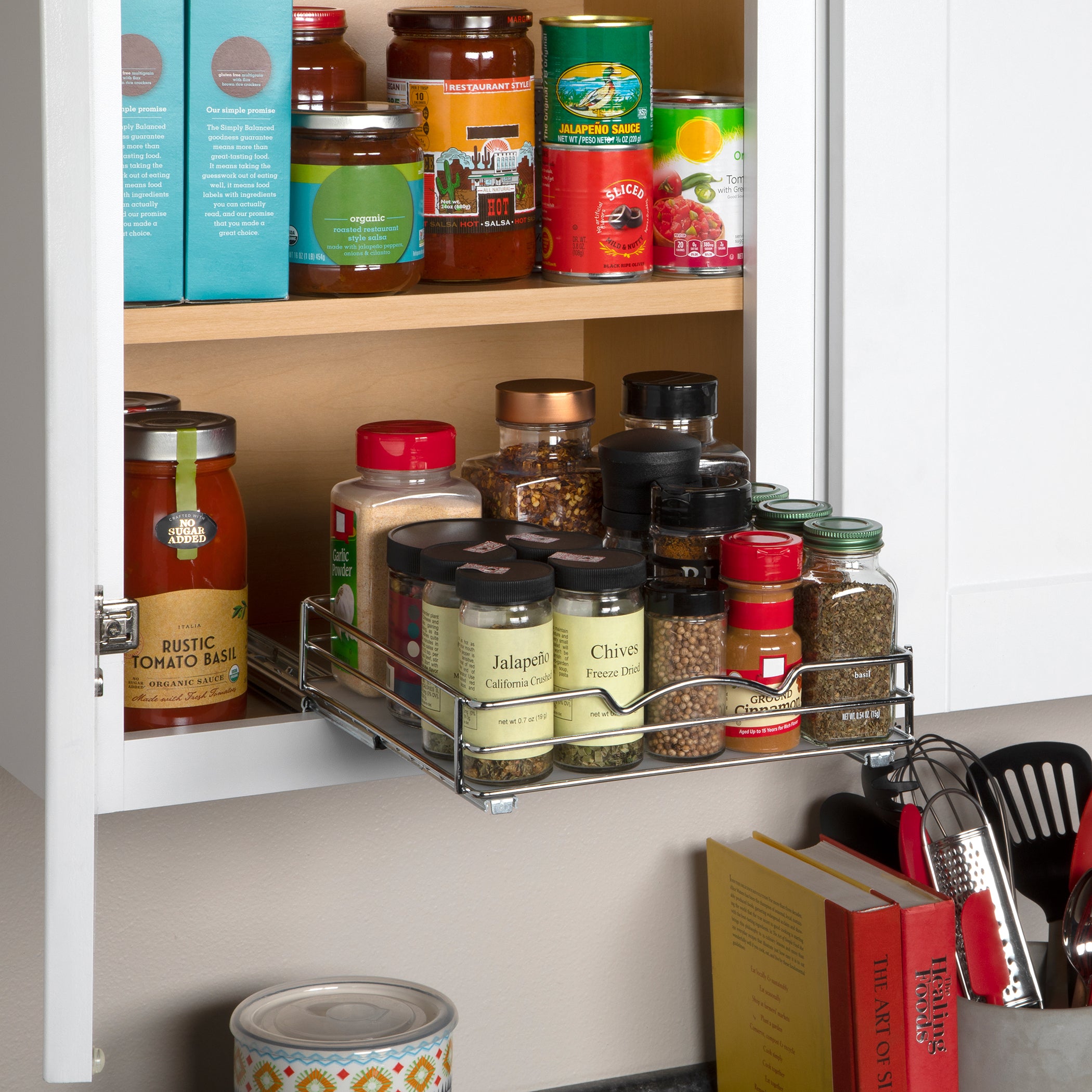 Pull Out Spice Rack Organizer for Cabinet, Heavy Duty-5 Year Limited  Warranty, Chrome 8-3/