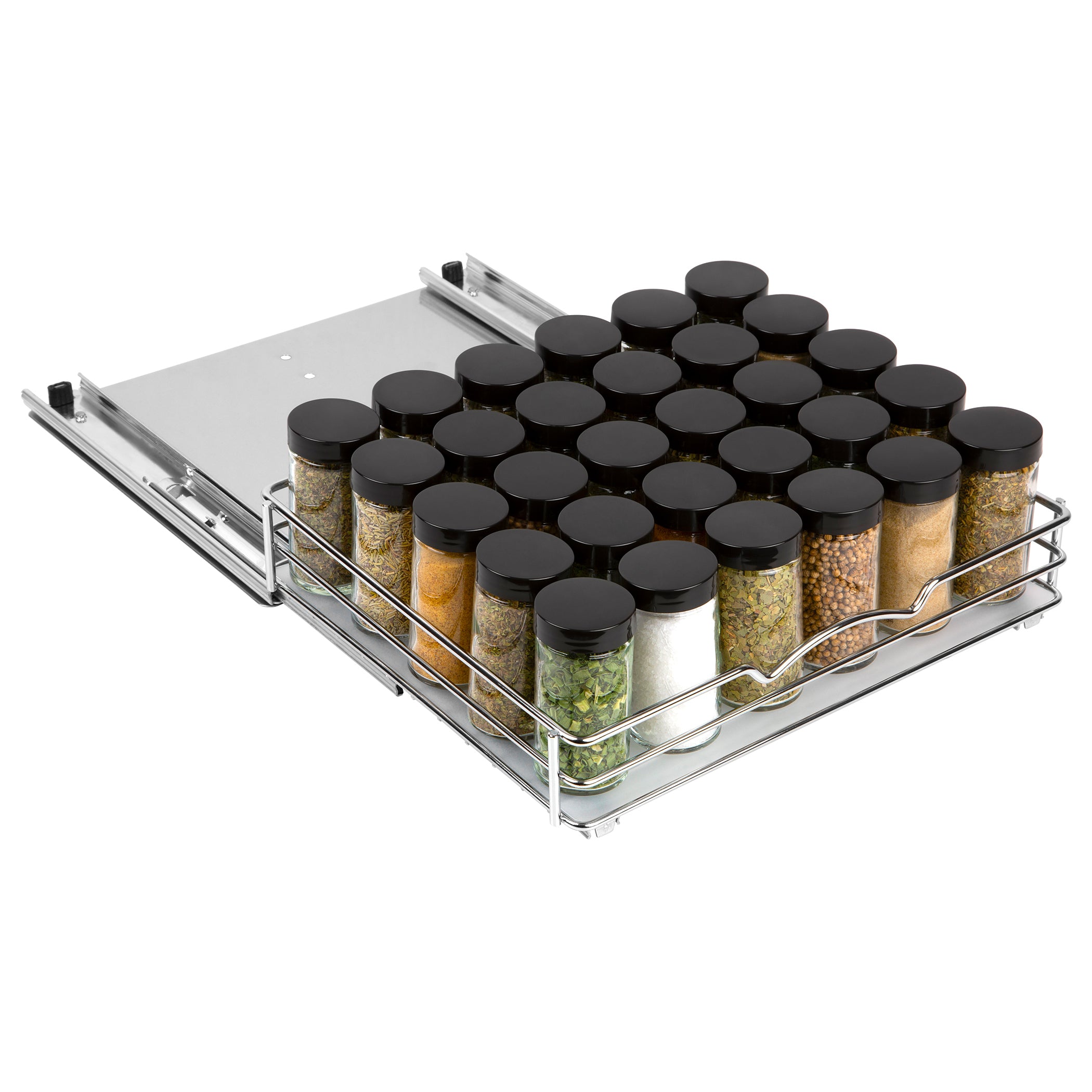 Hapirm Spice Shelf Organizer for Cabinet, Stackable Cabinet Shelf Kitchen  Cabinet Organizers and Storage with Safety Guardrail for Spice Rack Kitchen