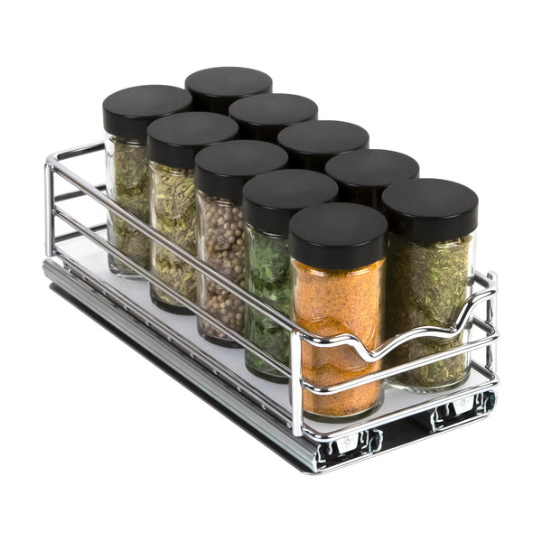 Spice Rack Organizer for Cabinet, Heavy Duty - Pull Out Spice Rack 5 Year Warranty, Chrome Finish