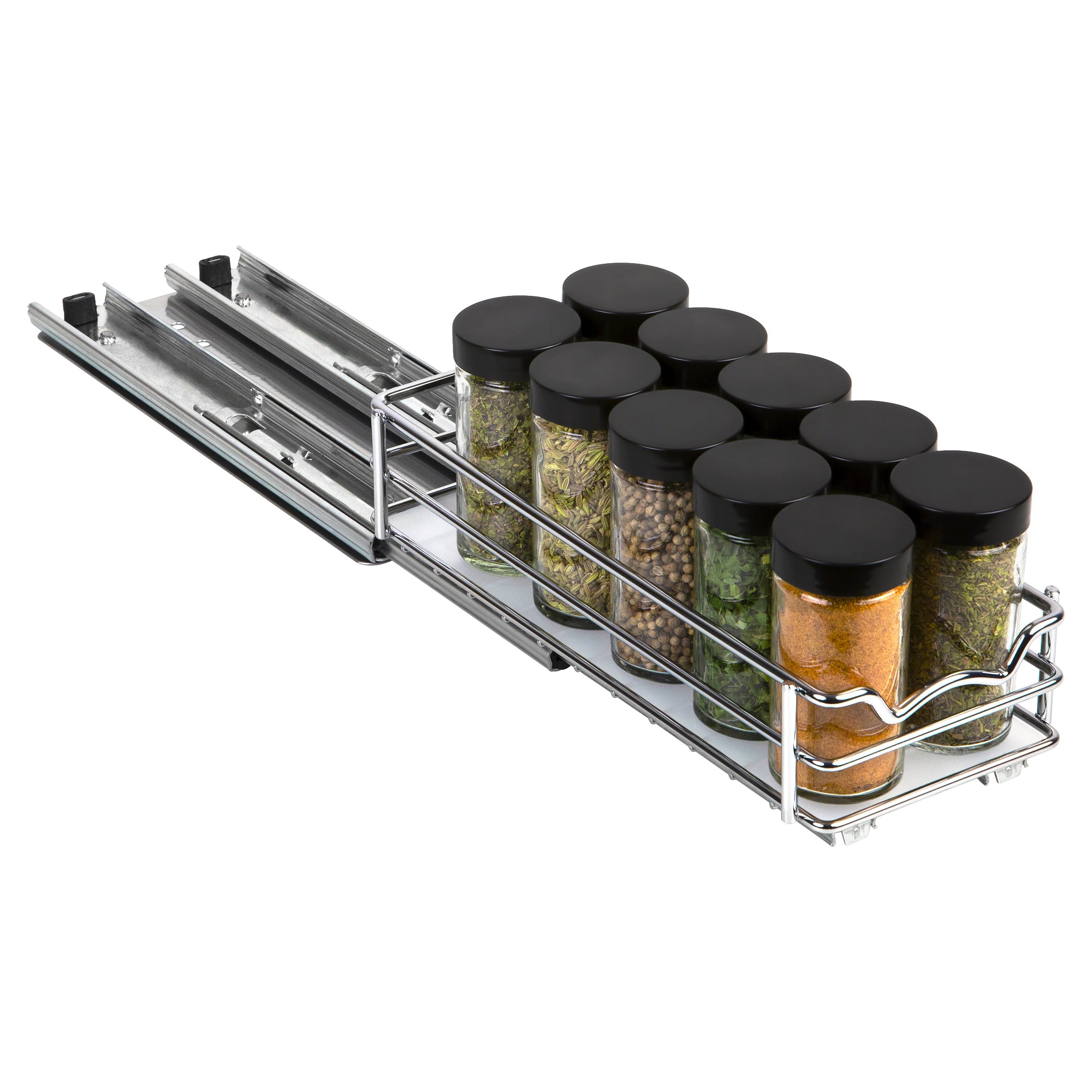 Hapirm Spice Shelf Organizer for Cabinet, Stackable Cabinet Shelf Kitchen  Cabinet Organizers and Storage with Safety Guardrail for Spice Rack Kitchen