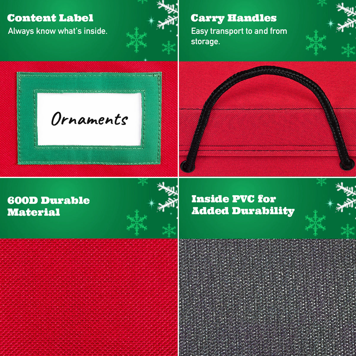 Christmas Ornament Storage Container Box – Heavy Duty, Premium Quality Non-Woven Storage Bins.