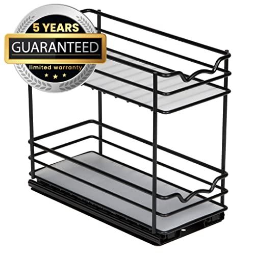 Spice Rack Organizer for Cabinet, Heavy Duty - Pull Out Spice Rack 5 Year Warranty, Black Finish