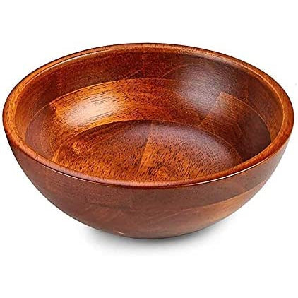Wooden Salad Bowls - Set of 4, Multipurpose Individual 7” x 2.5” Food Bowls, Durable Hardwood Serving. Salads, Soups, Fruit Bowl and More – 24 oz.