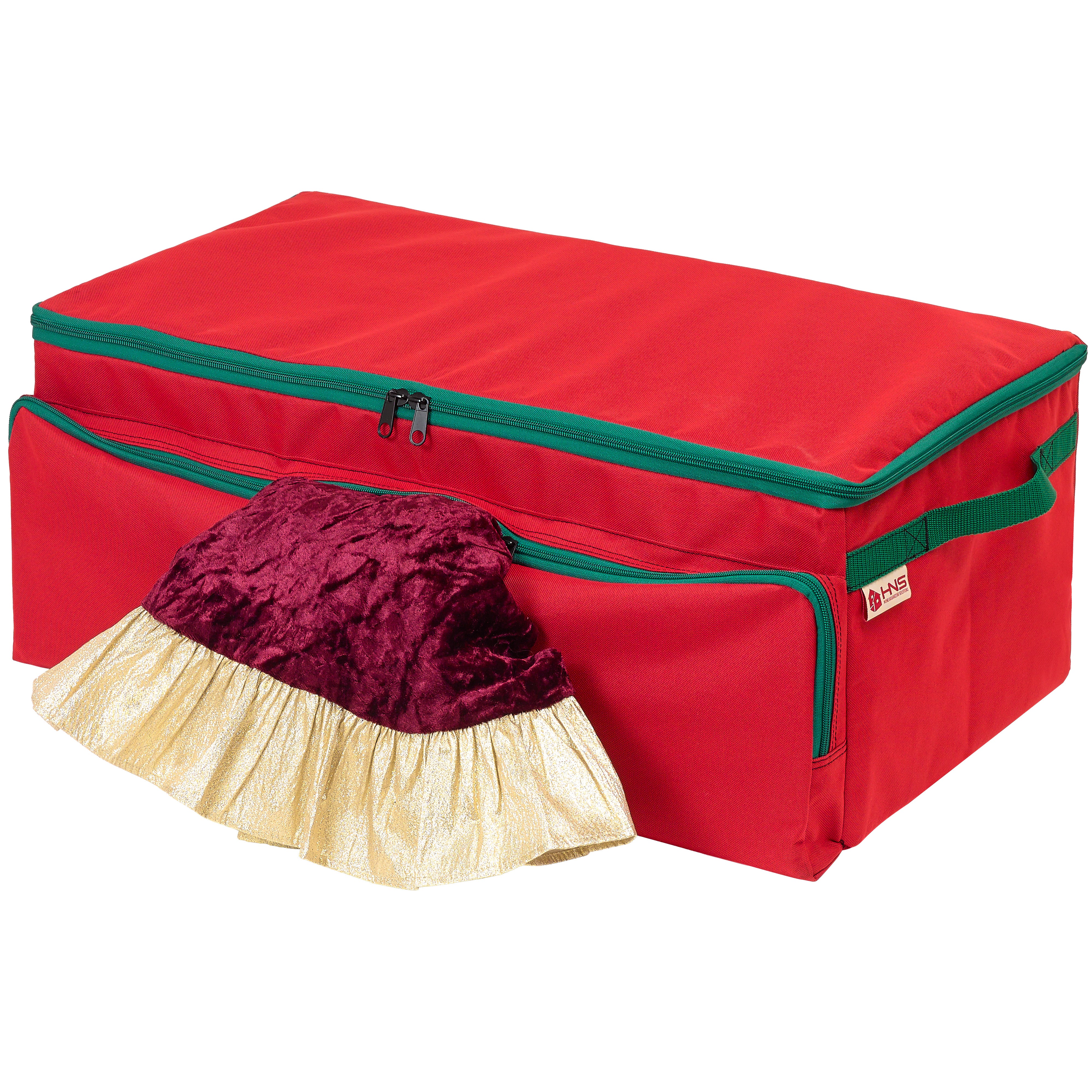 Christmas Ornament Storage Box - Hold Up to 72 - 3 Inch Ornaments, + 8 Side Slots for Figurines, Nutcrackers, etc. Decoration Organizer - 600D Canvas.