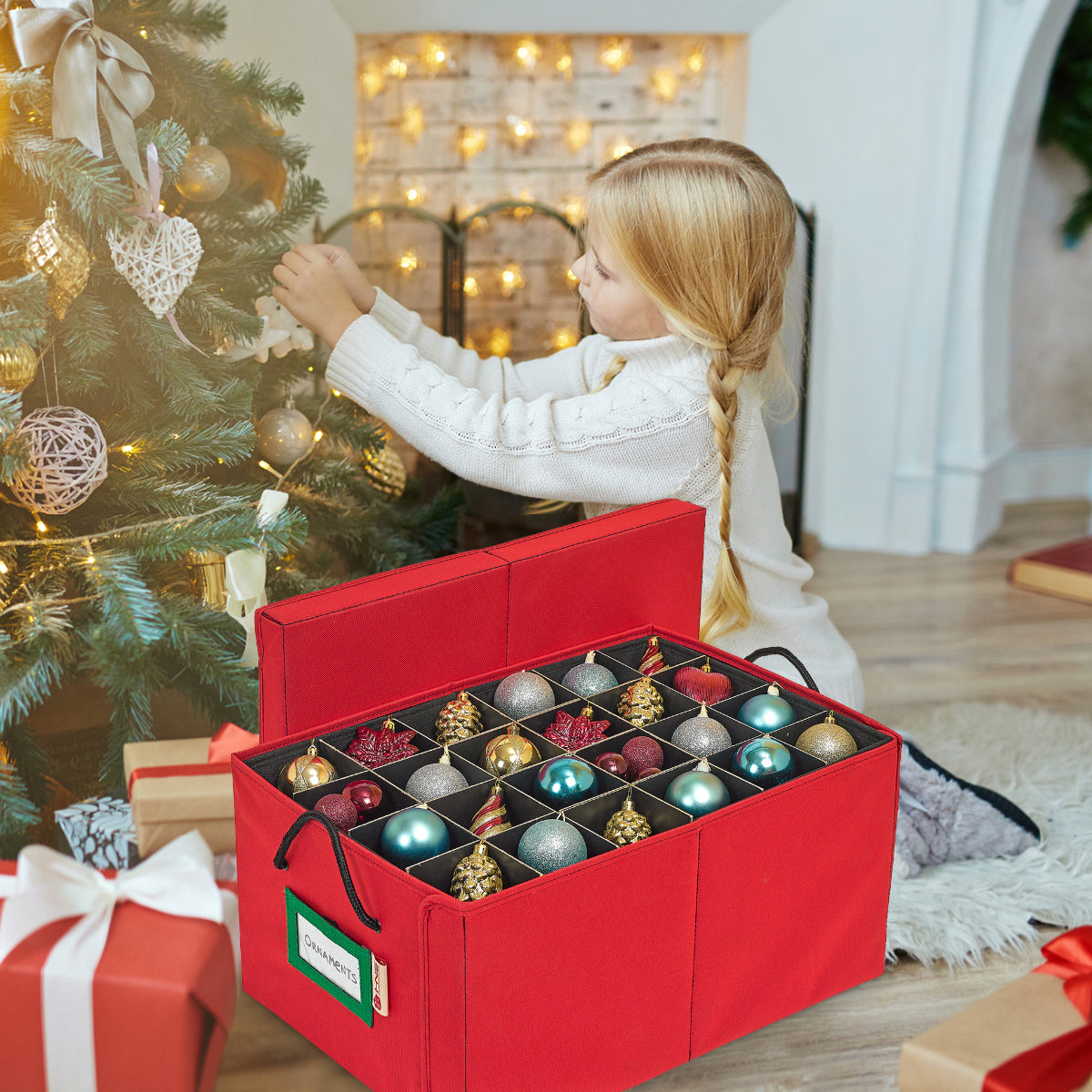 Christmas Ornament Storage Container Box with Dividers - Stores up to 72  Ornaments - Large Christmas Ball Storage Bins with 3 Removable Trays.