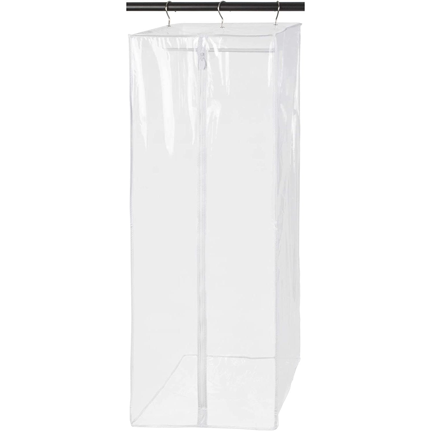 Garment Bag - Clear Hanging Closet Organizer - Durable Zippered Cover with Rod Protects Dresses, Suits, and Jackets from Dust and Moist- Top Metal Frame to Keep All Your Stuff in Shape- 42" x 20" x 15