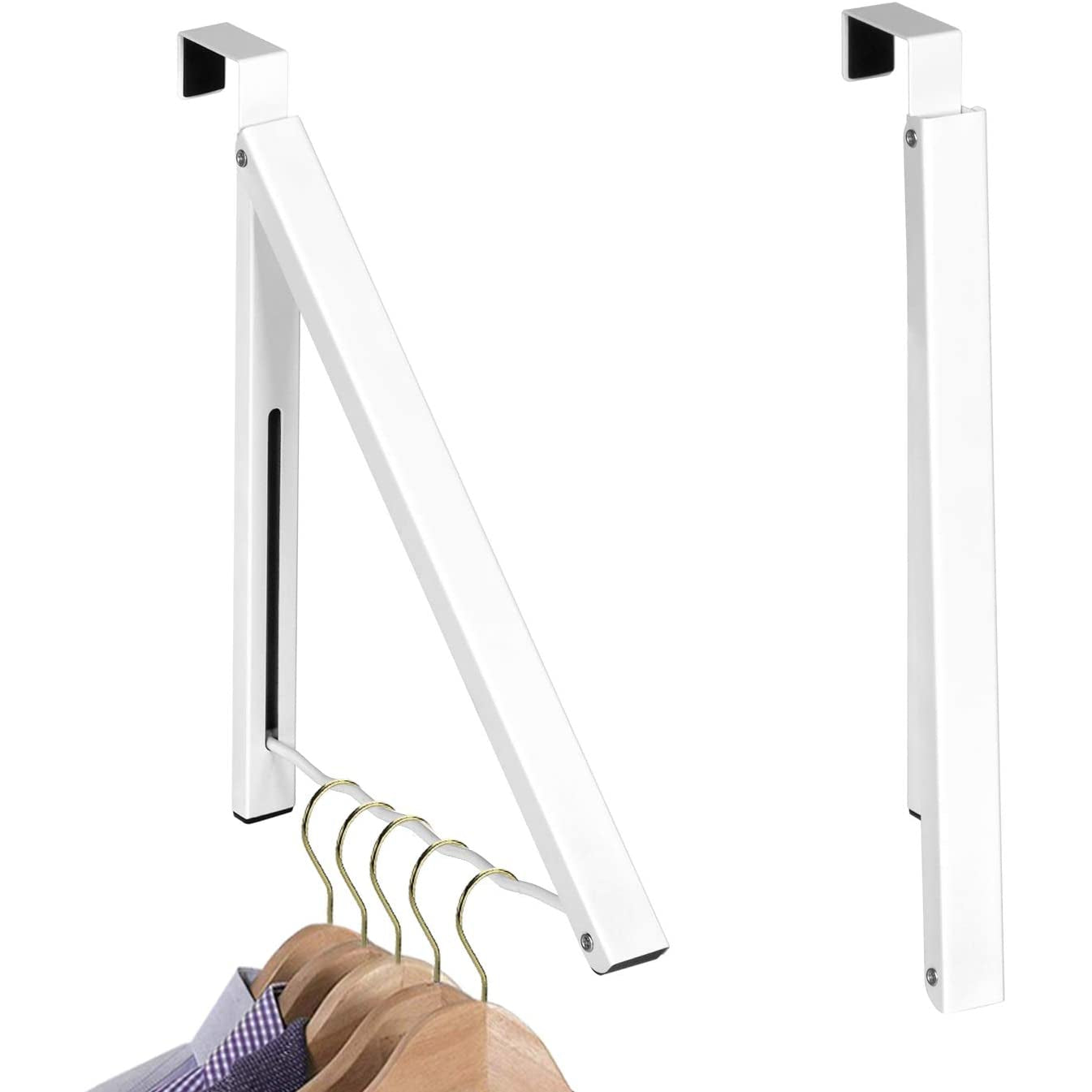 Over Door Hanger - Single Closet Hook Retractable Collapsible Folding Hanging Rack Organizer Ideal for Bathrooms, Dorm Rooms Etc.