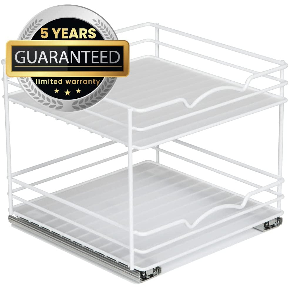 Spice Rack Organizer for Cabinet, Heavy Duty - Pull Out Spice Rack 5 Year Warranty, White Finish