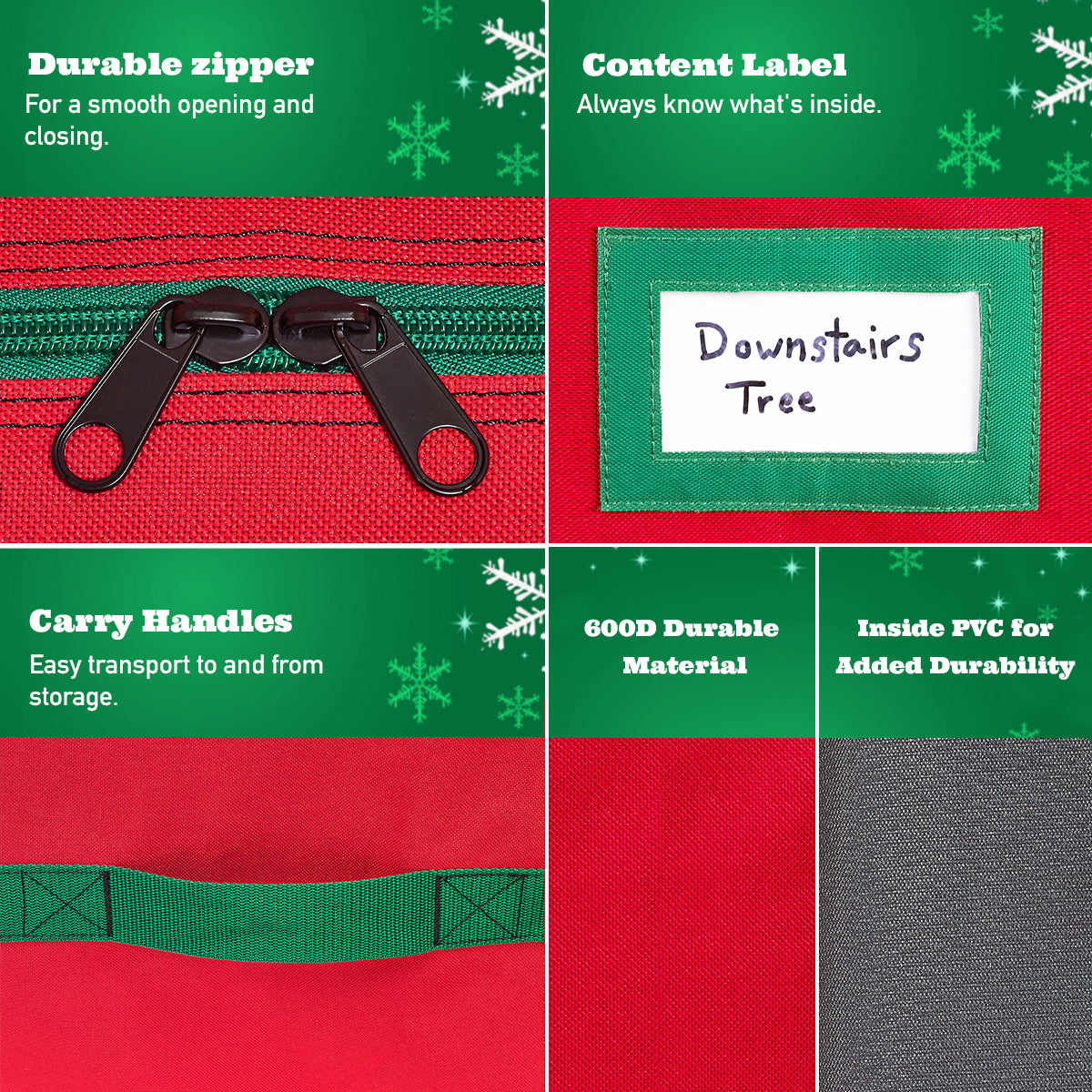 Christmas Tree Bag Heavy Duty 600D Oxford - Christmas Tree Bags Storage Fits Up To 9Ft, Waterproof Storage Bags with Reinforced Handles & Zipper