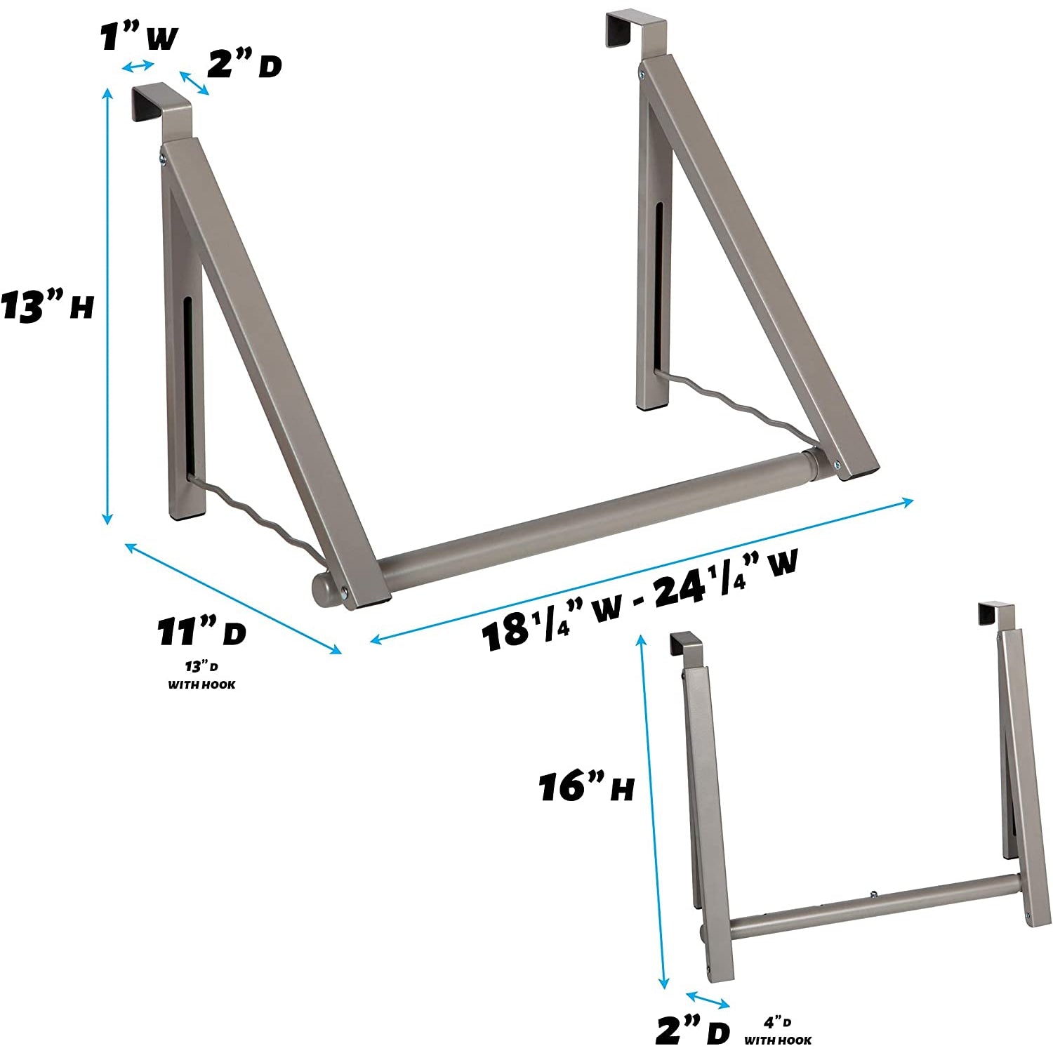 Over the Door Drying Rack Foldable - Over the Door Rack for Hanging Towels, Coats & Clothes - Over the Door Hanger Hooks for Bedroom, Washroom.