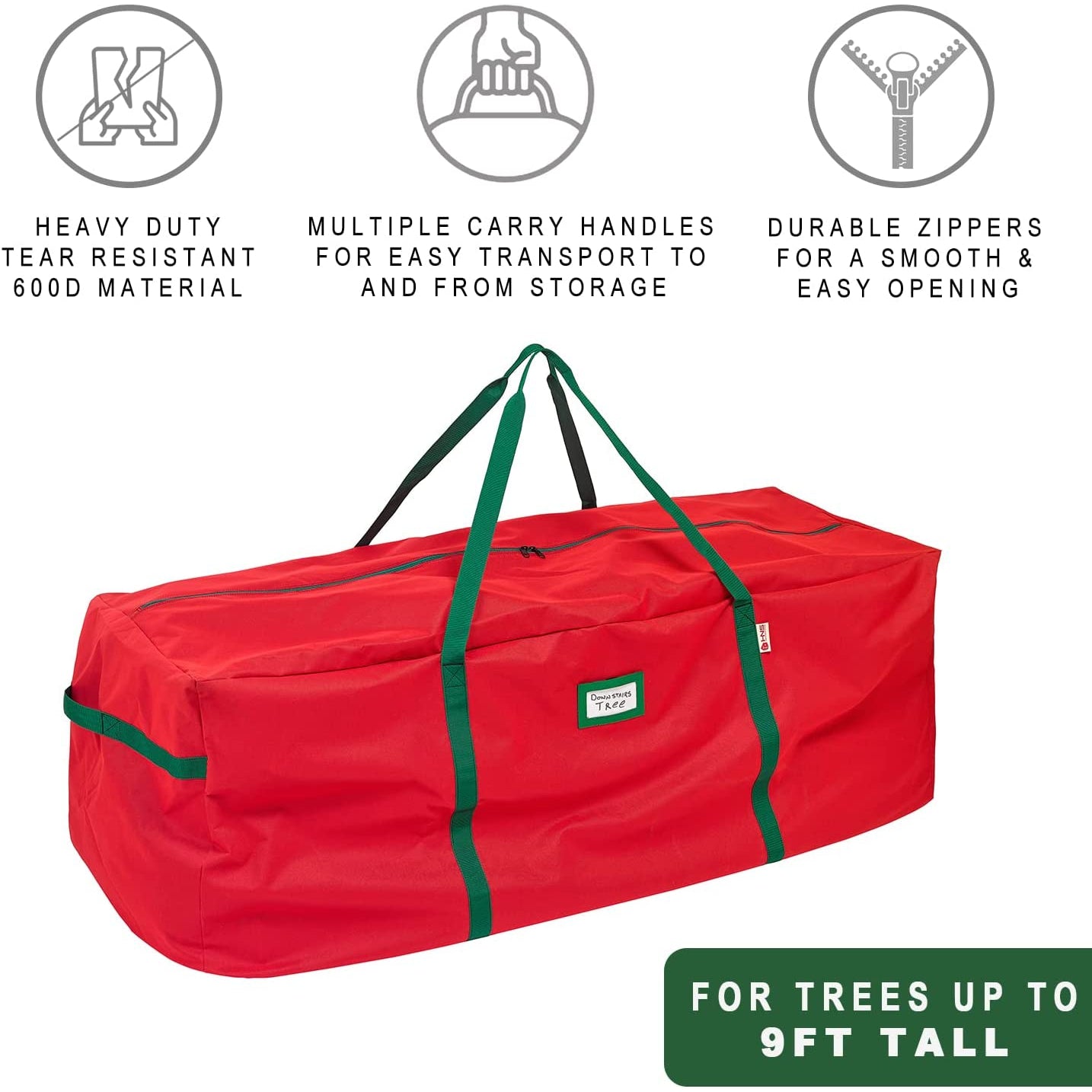 Christmas Tree Bag Heavy Duty 600D Oxford - Christmas Tree Bags Storage Fits Up To 9Ft, Waterproof Storage Bags with Reinforced Handles & Zipper