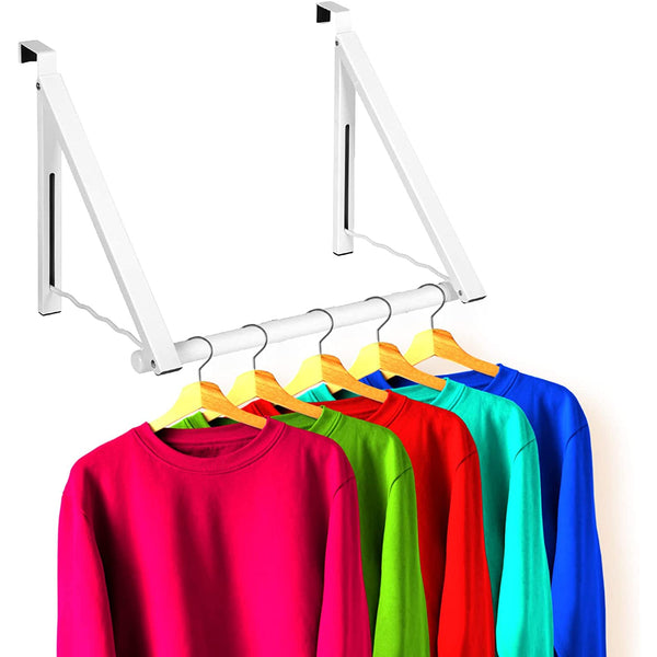 Over the Door Drying Rack Foldable - Over the Door Rack for Hanging Towels, Coats & Clothes - Over the Door Hanger Hooks for Bedroom, Washroom.