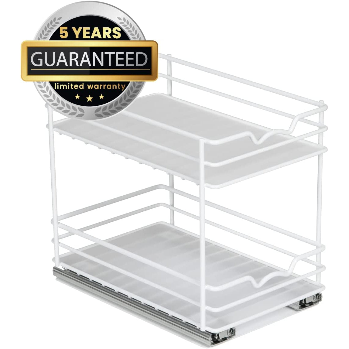 Spice Rack Organizer for Cabinet, Heavy Duty - Pull Out Spice Rack 5 Year Warranty, White Finish