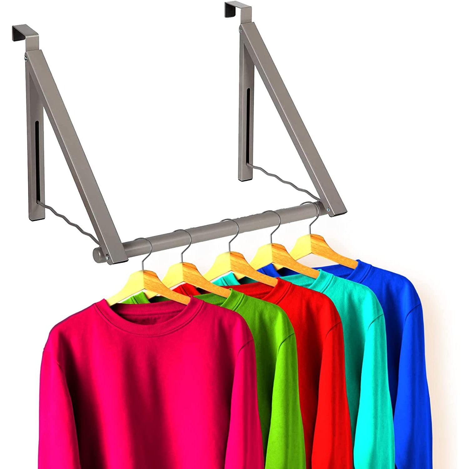 Over the Door Drying Rack Foldable - Over the Door Rack for Hanging Towels, Coats & Clothes - Over the Door Hanger Hooks for Bedroom, Washroom.