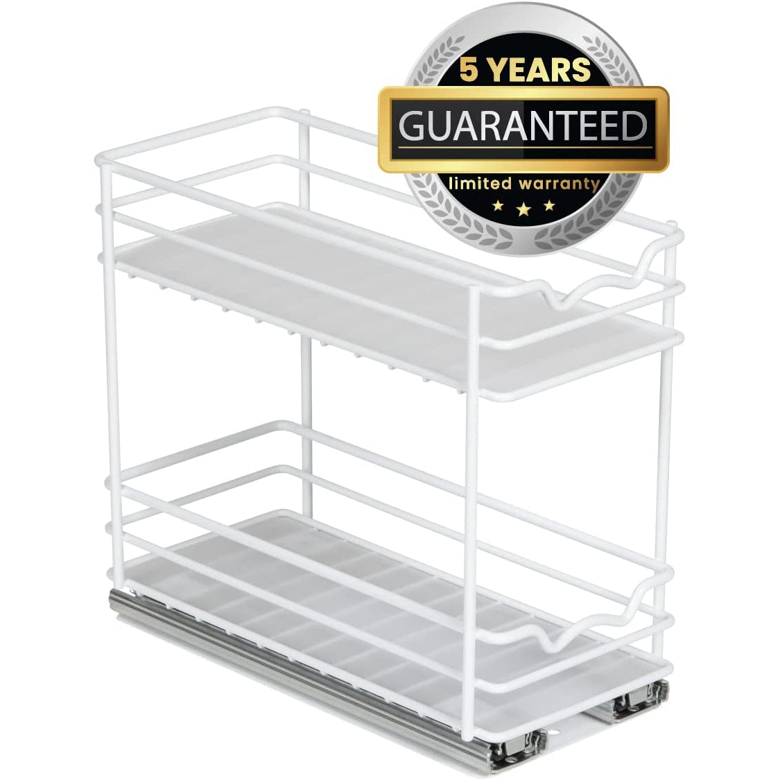 Spice Rack Organizer for Cabinet, Heavy Duty - Pull Out Spice Rack 5 Year Warranty, White Finish