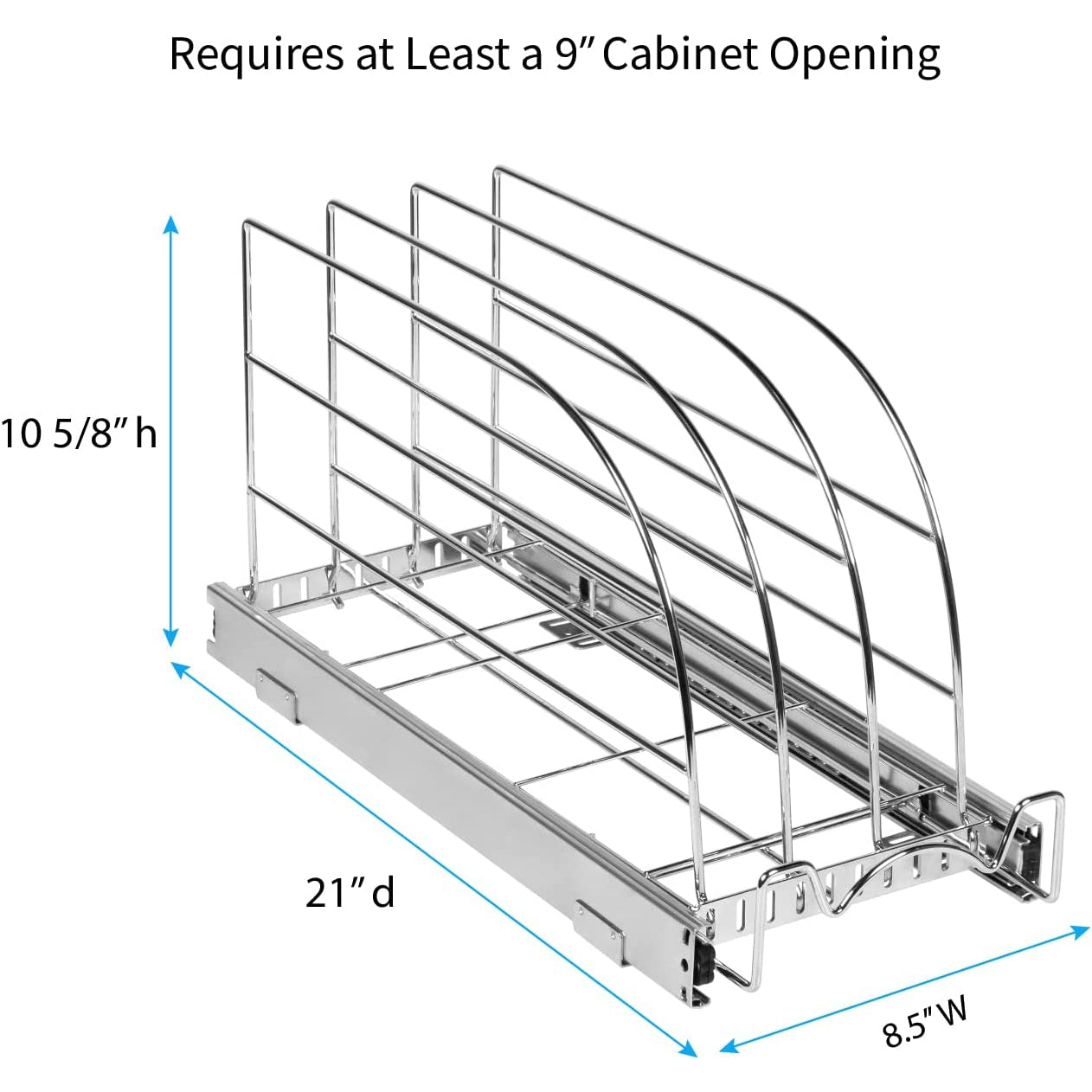 Pull Out Organizer for Cookie Sheet, Cutting Board, Bakeware, and Tray, Sliding Rack- Heavy Duty-5 Year Limited Warranty - for Under Sink / Under Cabinet, , Chrome