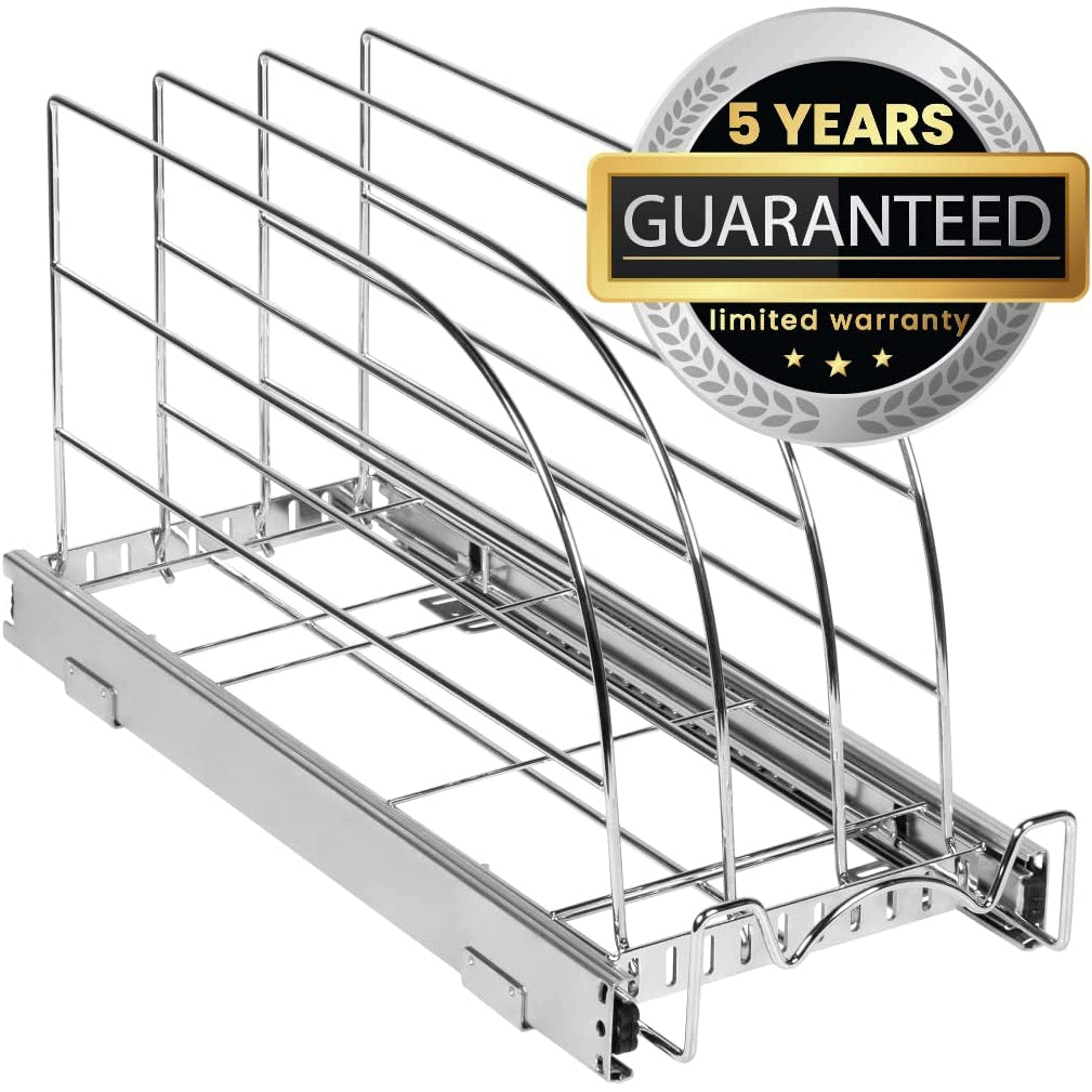 Pull Out Organizer for Cookie Sheet, Cutting Board, Bakeware, and Tray, Sliding Rack- Heavy Duty-5 Year Limited Warranty - for Under Sink / Under Cabinet, , Chrome