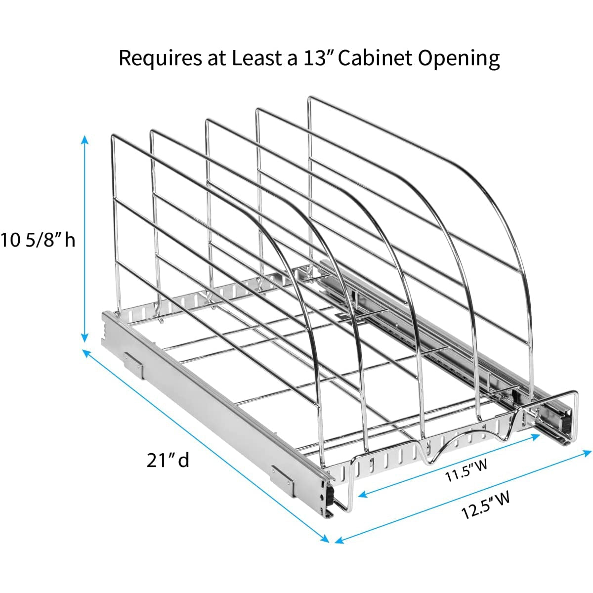 Pull Out Organizer for Cookie Sheet, Cutting Board, Bakeware, and Tray, Sliding Rack- Heavy Duty-5 Year Limited Warranty - for Under Sink / Under Cabinet, , Chrome