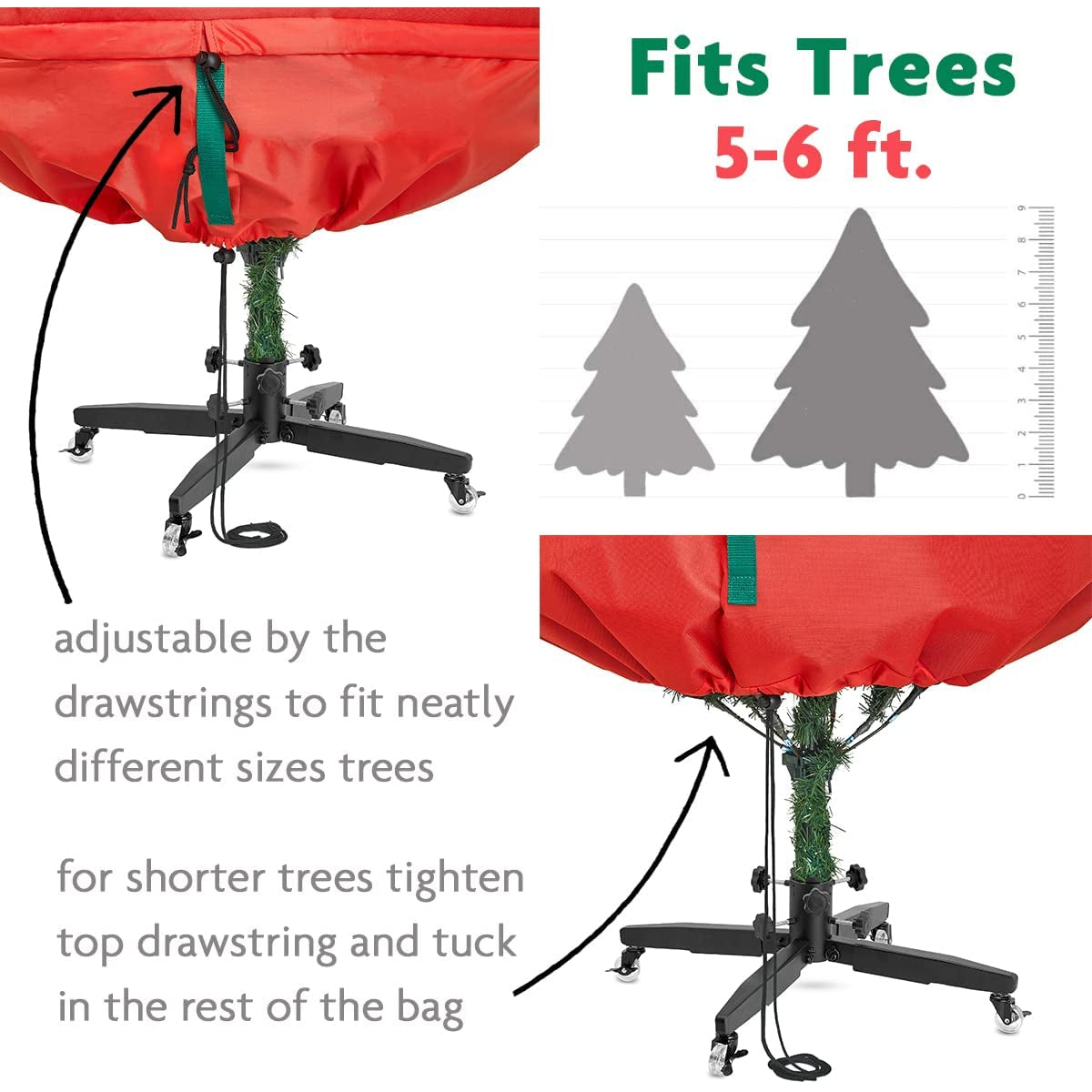 Christmas Tree Storage Bag – Premium Christmas Tree Cover Upright –  Tear Resistant 600D Material -Artificial Assembled topiary and Regular Trees, No Need to Remove all Decorations - Drawstring Hem