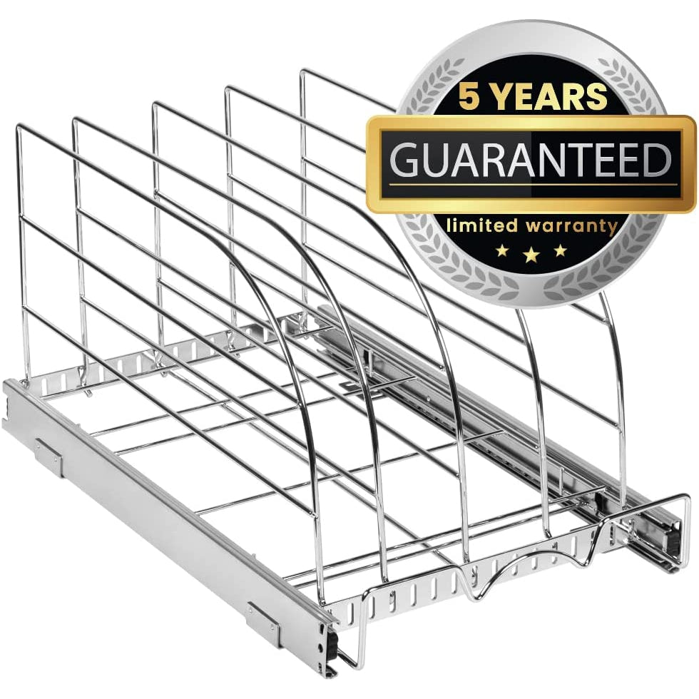 Pull Out Organizer for Cookie Sheet, Cutting Board, Bakeware, and Tray, Sliding Rack- Heavy Duty-5 Year Limited Warranty - for Under Sink / Under Cabinet, , Chrome