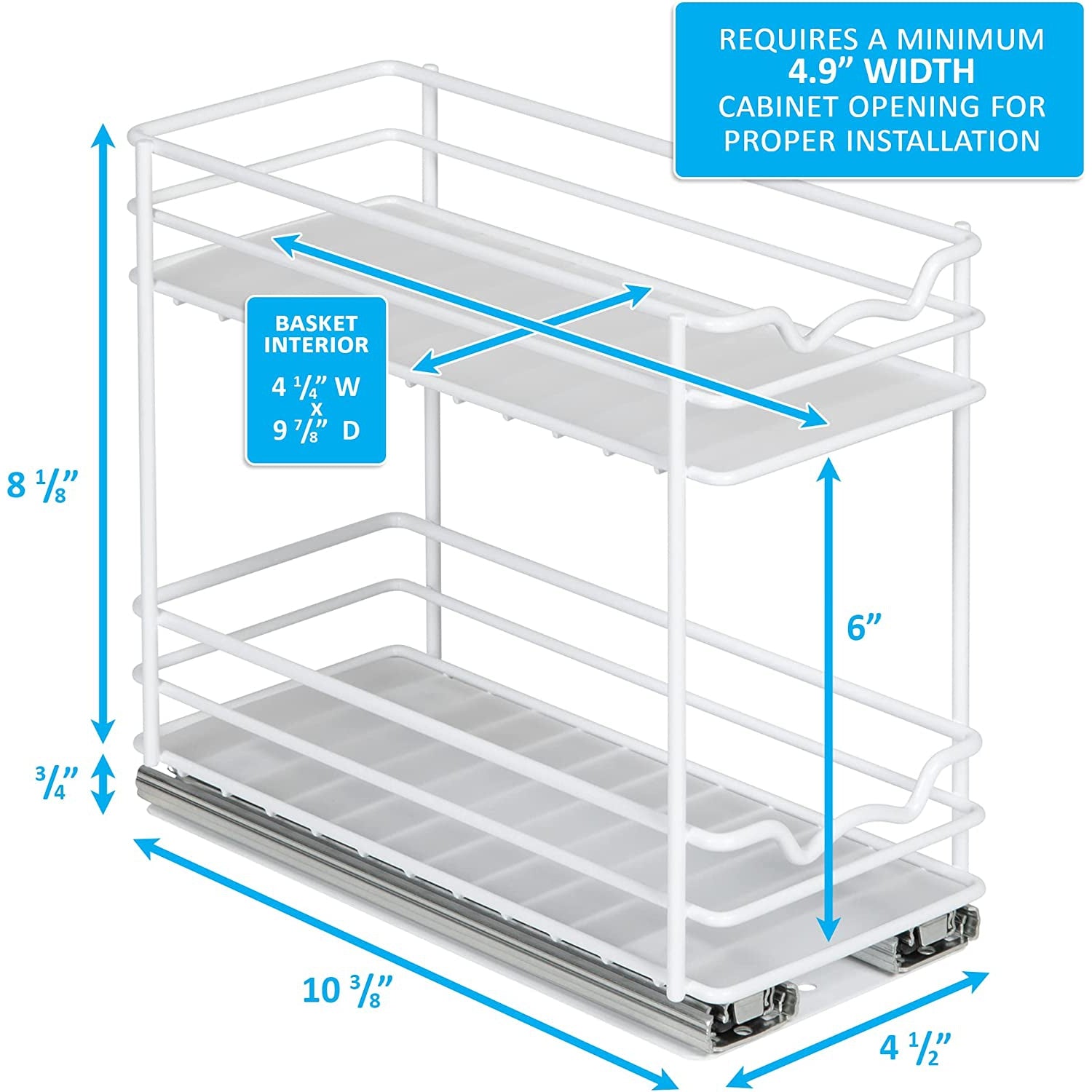Spice Rack Organizer for Cabinet, Heavy Duty - Pull Out Spice Rack 5 Year Warranty, White Finish