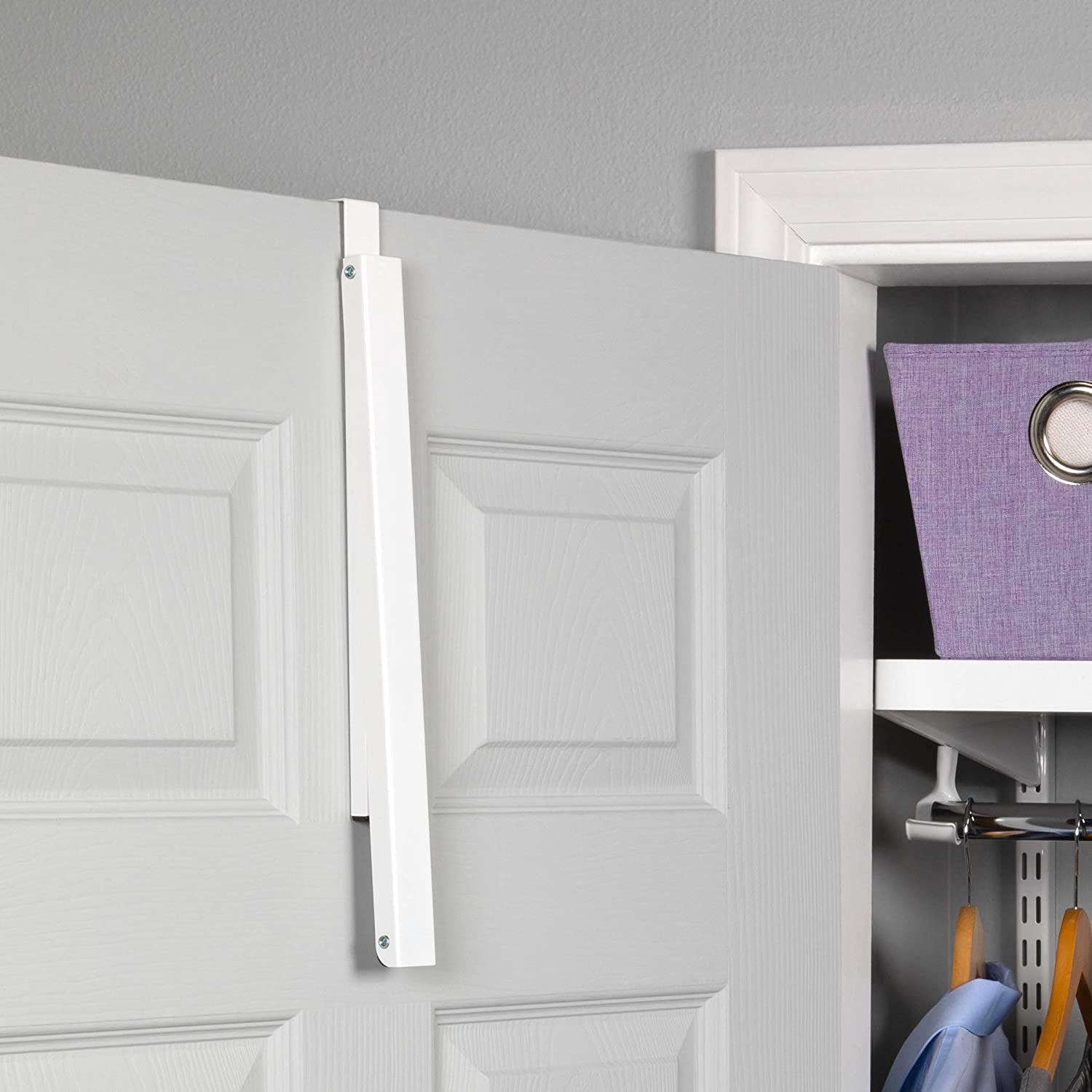 Over Door Hanger - Single Closet Hook Retractable Collapsible Folding Hanging Rack Organizer Ideal for Bathrooms, Dorm Rooms Etc.