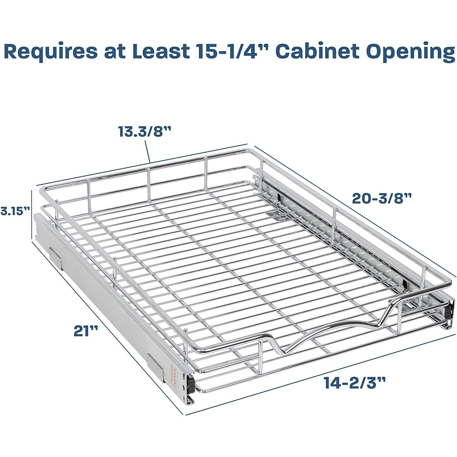Hold N’ Storage Pull Out Cabinet Drawer Organizer, Heavy Duty-with 5 Year Limited Warranty, Steel Metal -White Finish