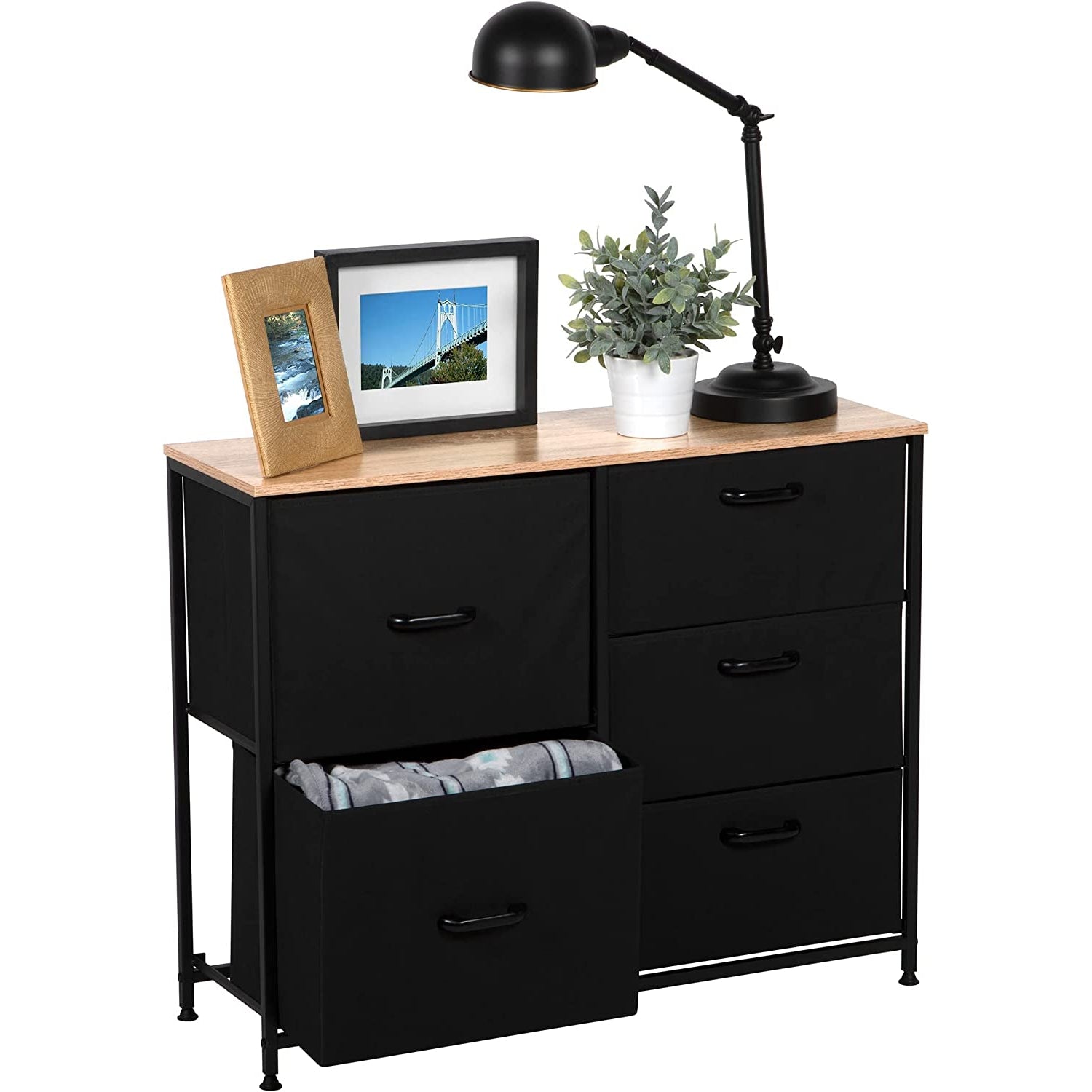 Fabric Dresser – 5 Drawers for Clothes, Toys, etc. – Durable Handles, 2 Big Drawers, 3 Smaller Clothes Drawers – Perfect for College Dorm Room, Home, Office, Nursery - Closet Dresser – Kids Dresser