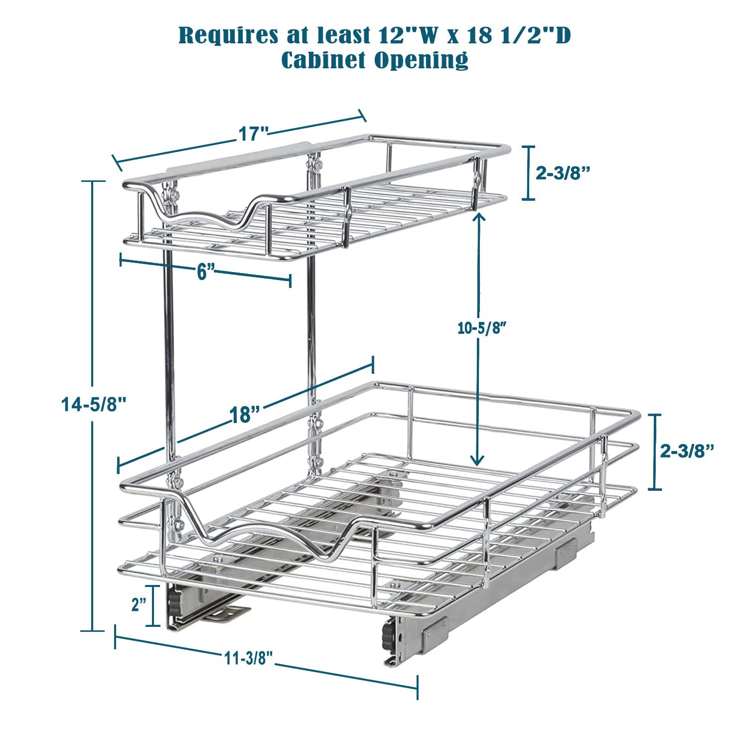 Under Sink Organizers and Storage Pull Out Sliding Drawers,2 Tier