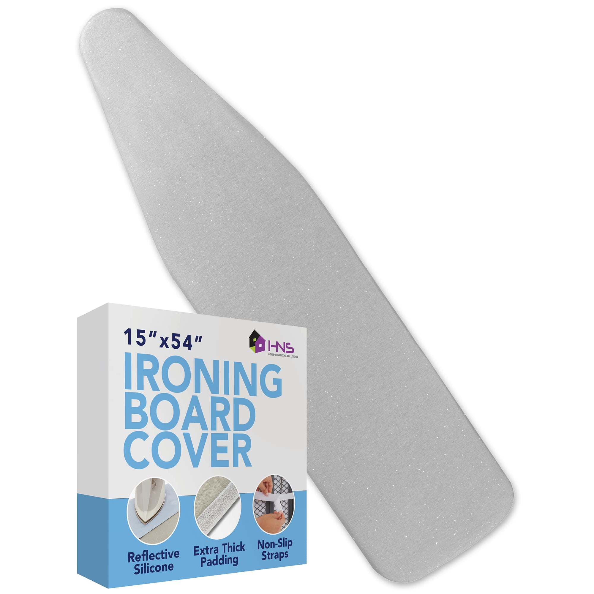 Hold N' Storage Ironing Board Cover and Pad - 15" x 54" - Iron Board Cover Large Fits All Standard Sizes - Heat Reflective Iron Pad for Table Top