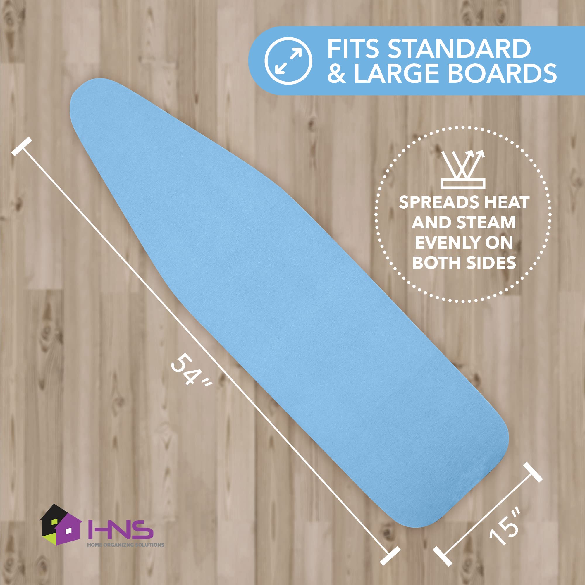 Hold N' Storage Ironing Board Cover and Pad - 15" x 54" - Iron Board Cover Large Fits All Standard Sizes - Heat Reflective Iron Pad for Table Top