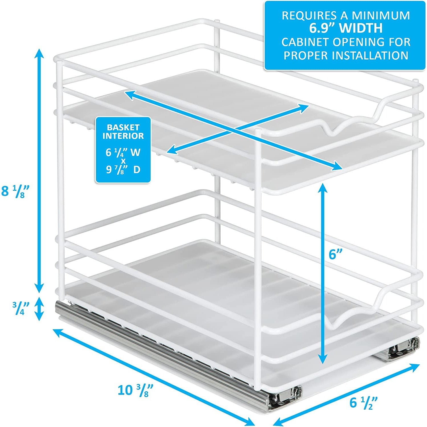 Spice Rack Organizer for Cabinet, Heavy Duty - Pull Out Spice Rack 5 Year Warranty, White Finish