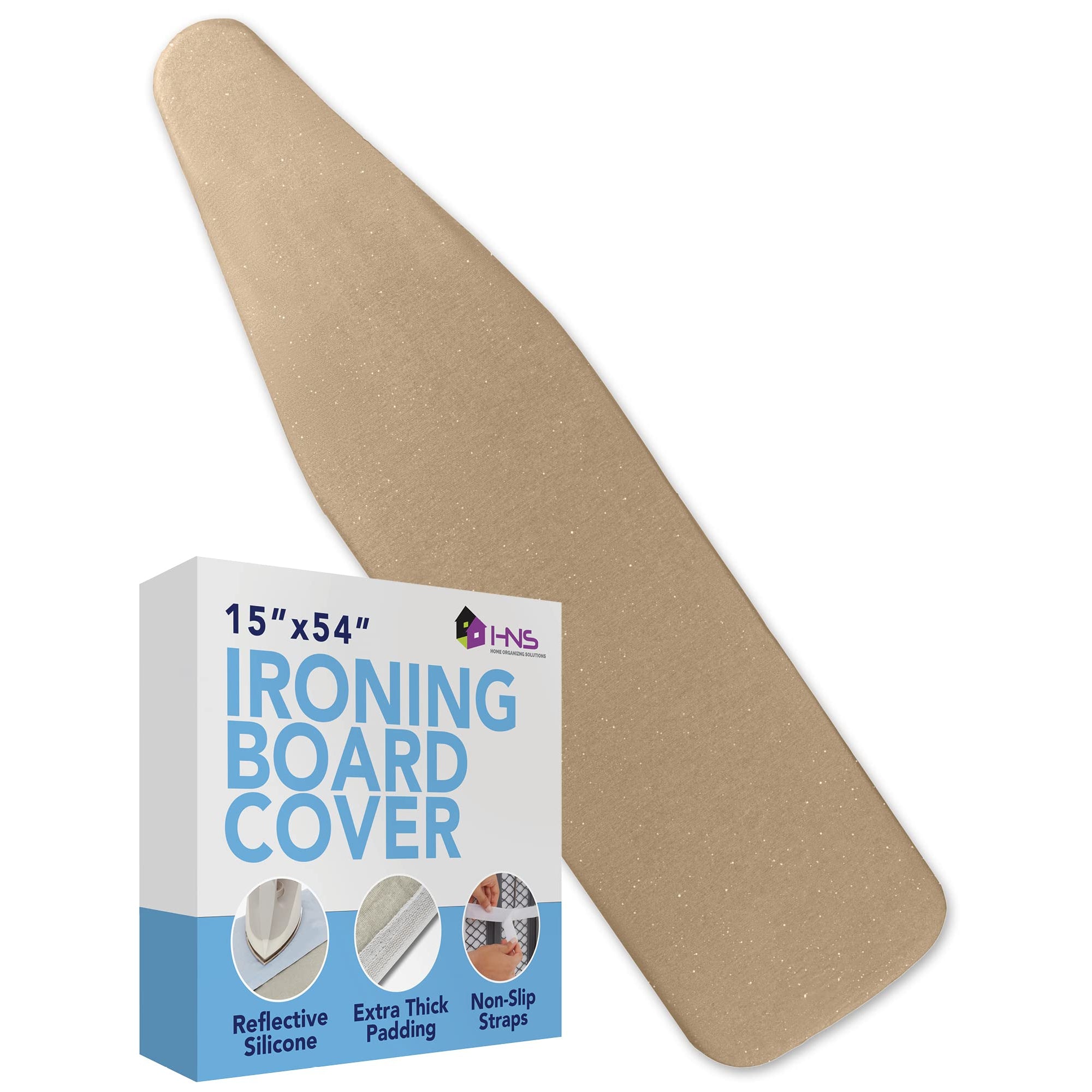 Hold N' Storage Ironing Board Cover and Pad - 15" x 54" - Iron Board Cover Large Fits All Standard Sizes - Heat Reflective Iron Pad for Table Top