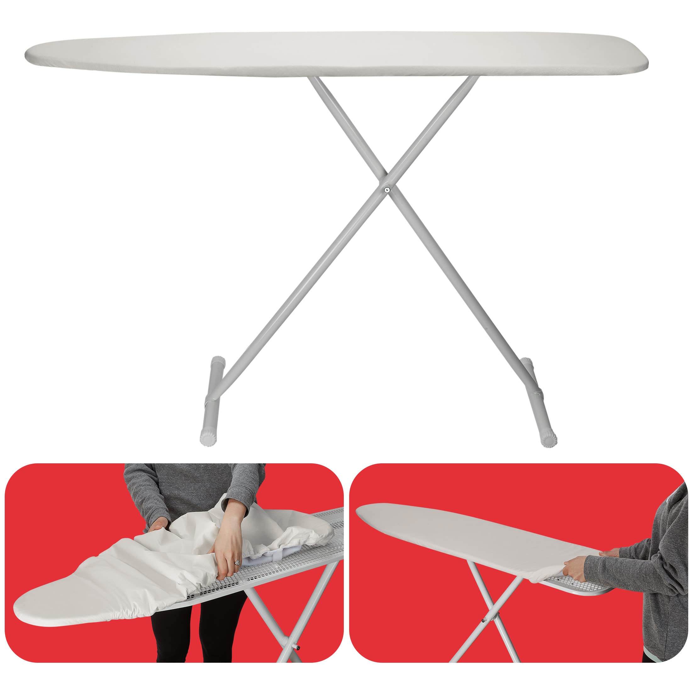 Hold N' Storage Ironing Board Cover and Pad - 15" x 54" - Iron Board Cover Large Fits All Standard Sizes - Heat Reflective Iron Pad for Table Top