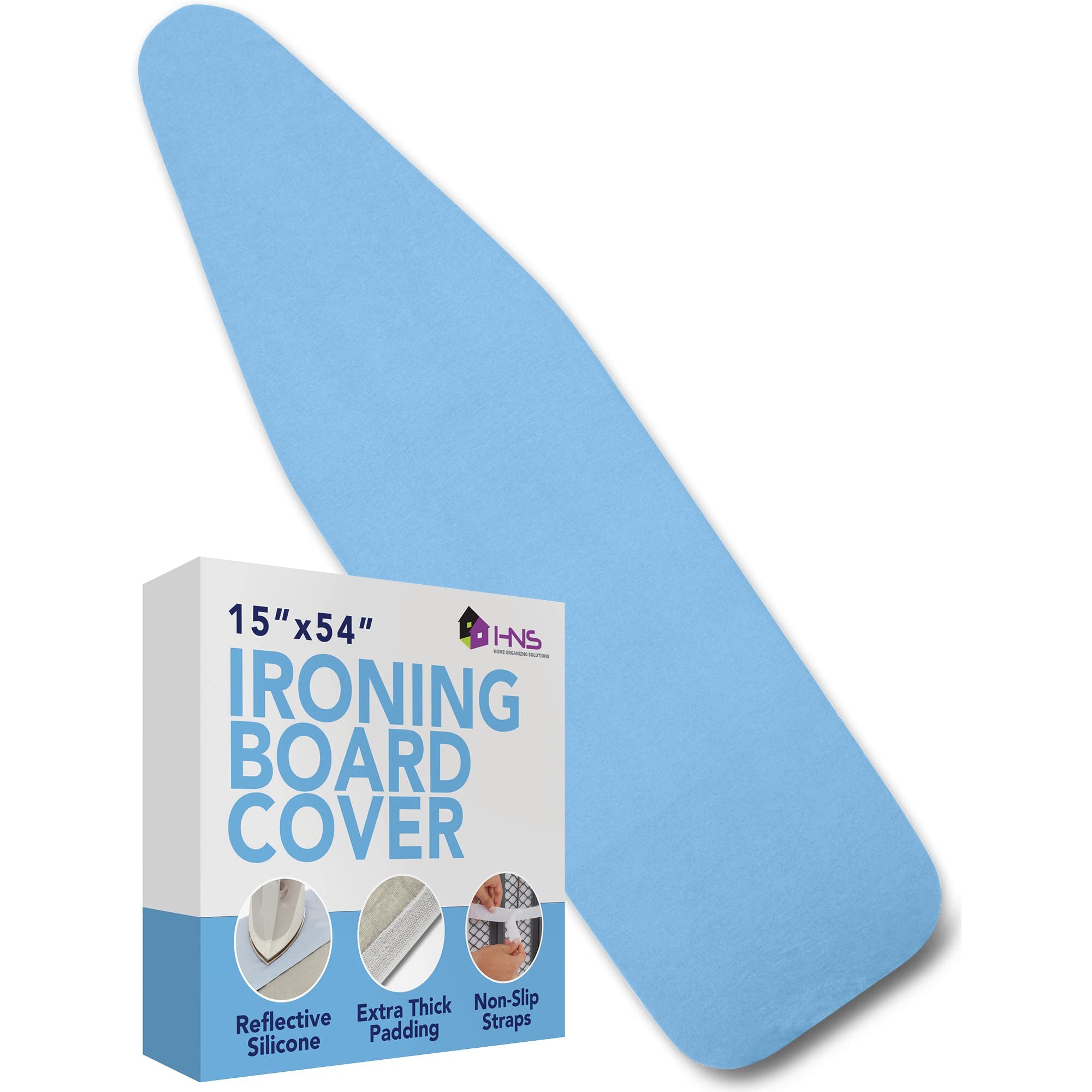 Hold N' Storage Ironing Board Cover and Pad - 15" x 54" - Iron Board Cover Large Fits All Standard Sizes - Heat Reflective Iron Pad for Table Top