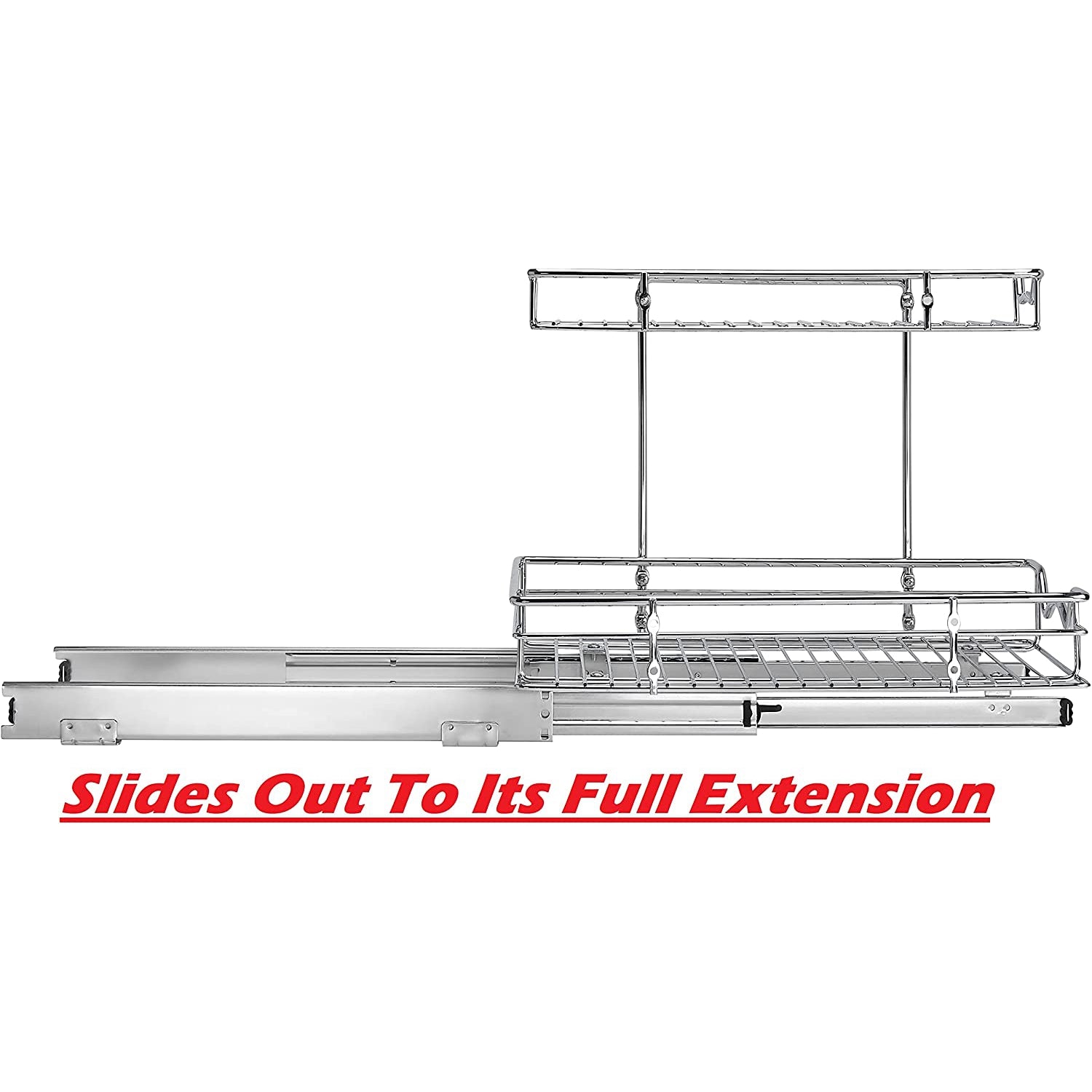 Hold N’ Storage Under Sink Organizers and Storage - 2 Tier slide out Cabinet Organizer With Sliding Drawers For Inside Cabinets Chrome