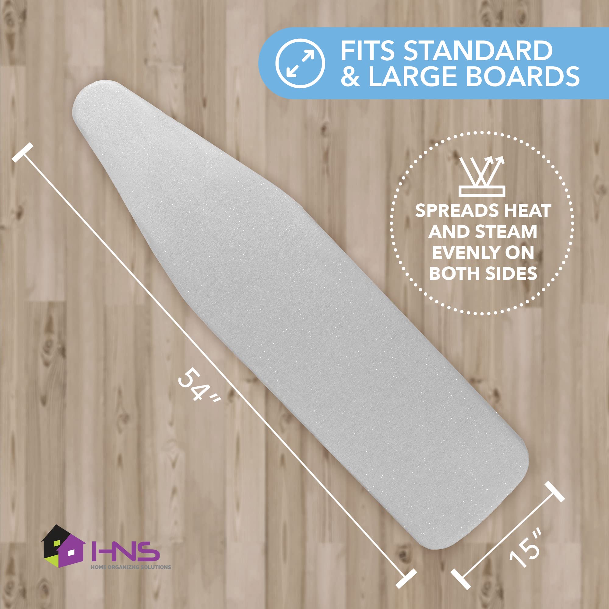 Hold N' Storage Ironing Board Cover and Pad - 15" x 54" - Iron Board Cover Large Fits All Standard Sizes - Heat Reflective Iron Pad for Table Top