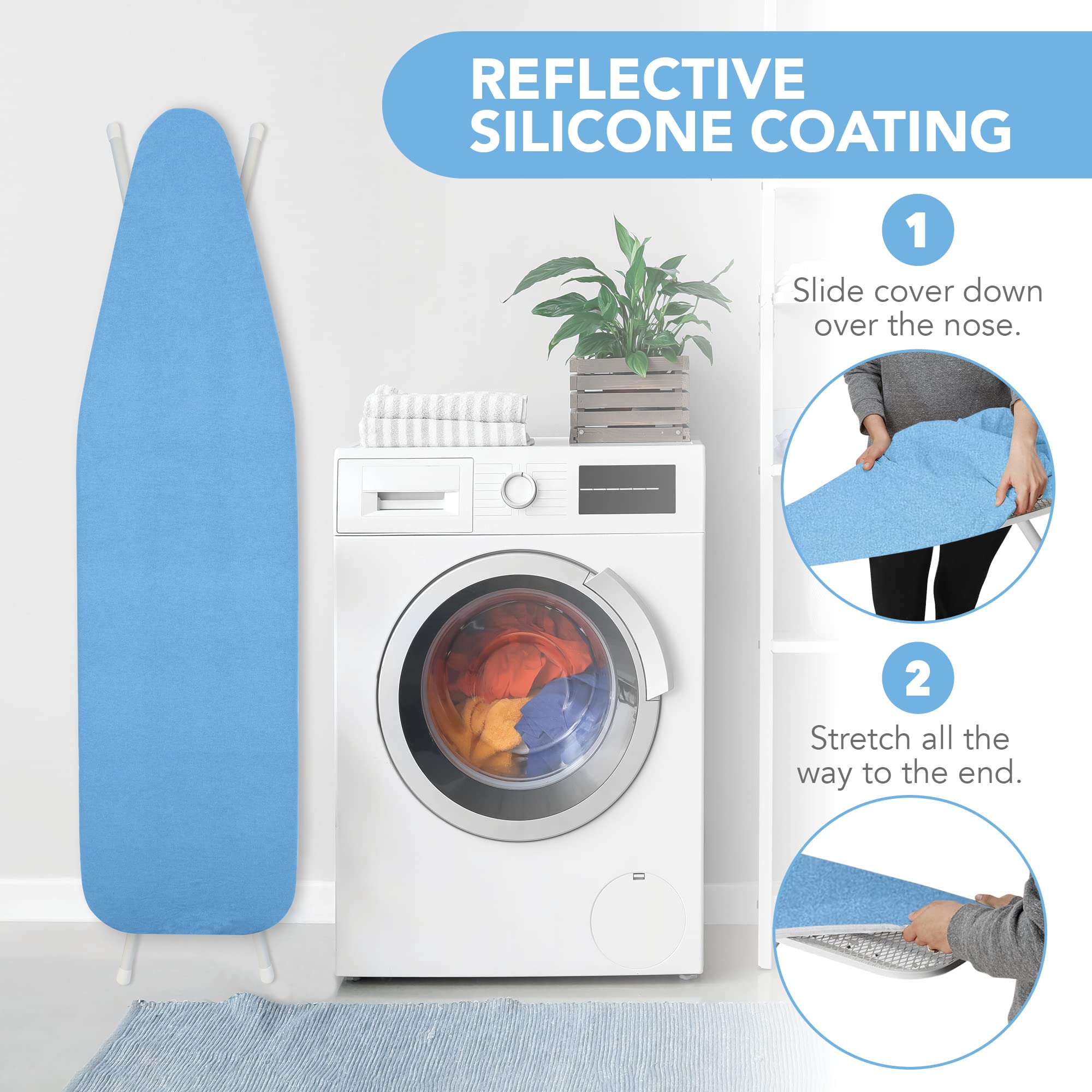 Hold N' Storage Ironing Board Cover and Pad - 15" x 54" - Iron Board Cover Large Fits All Standard Sizes - Heat Reflective Iron Pad for Table Top