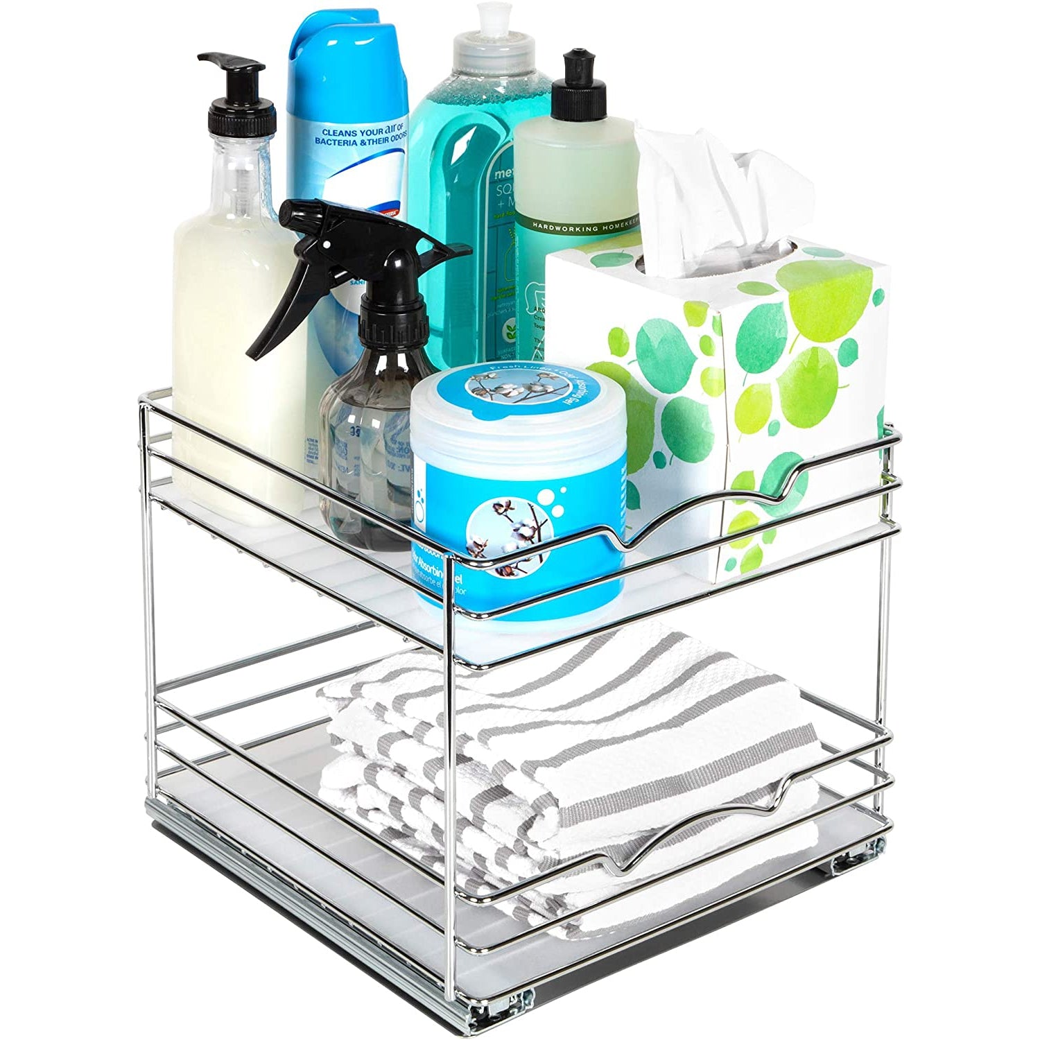 Pull Out Cabinet Organizer for Spices, Cans 2 Tier - Heavy Duty with Lifetime Limited Warranty