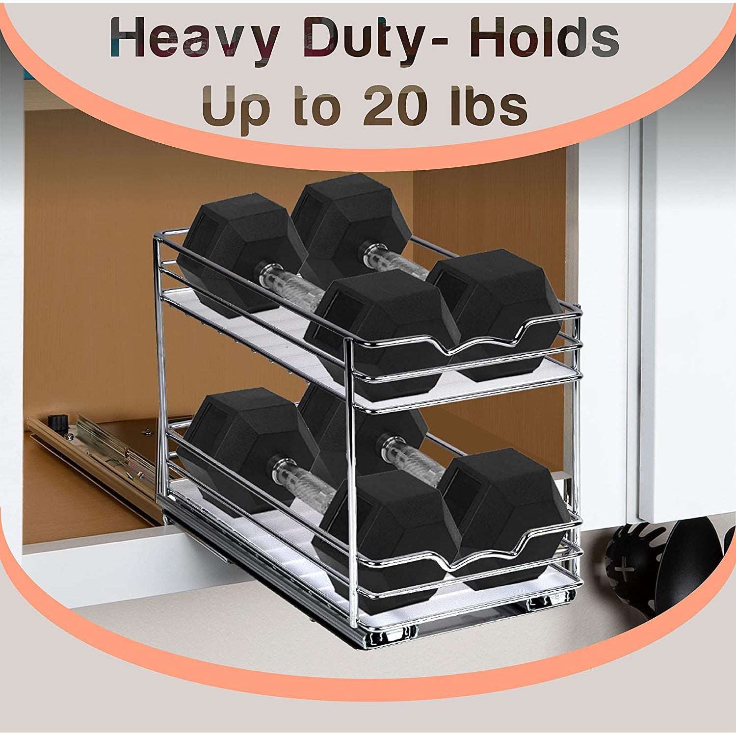 Spice Rack Organizer for Cabinet, Heavy Duty - Pull Out Spice Rack 5 Year Warranty, Chrome Finish